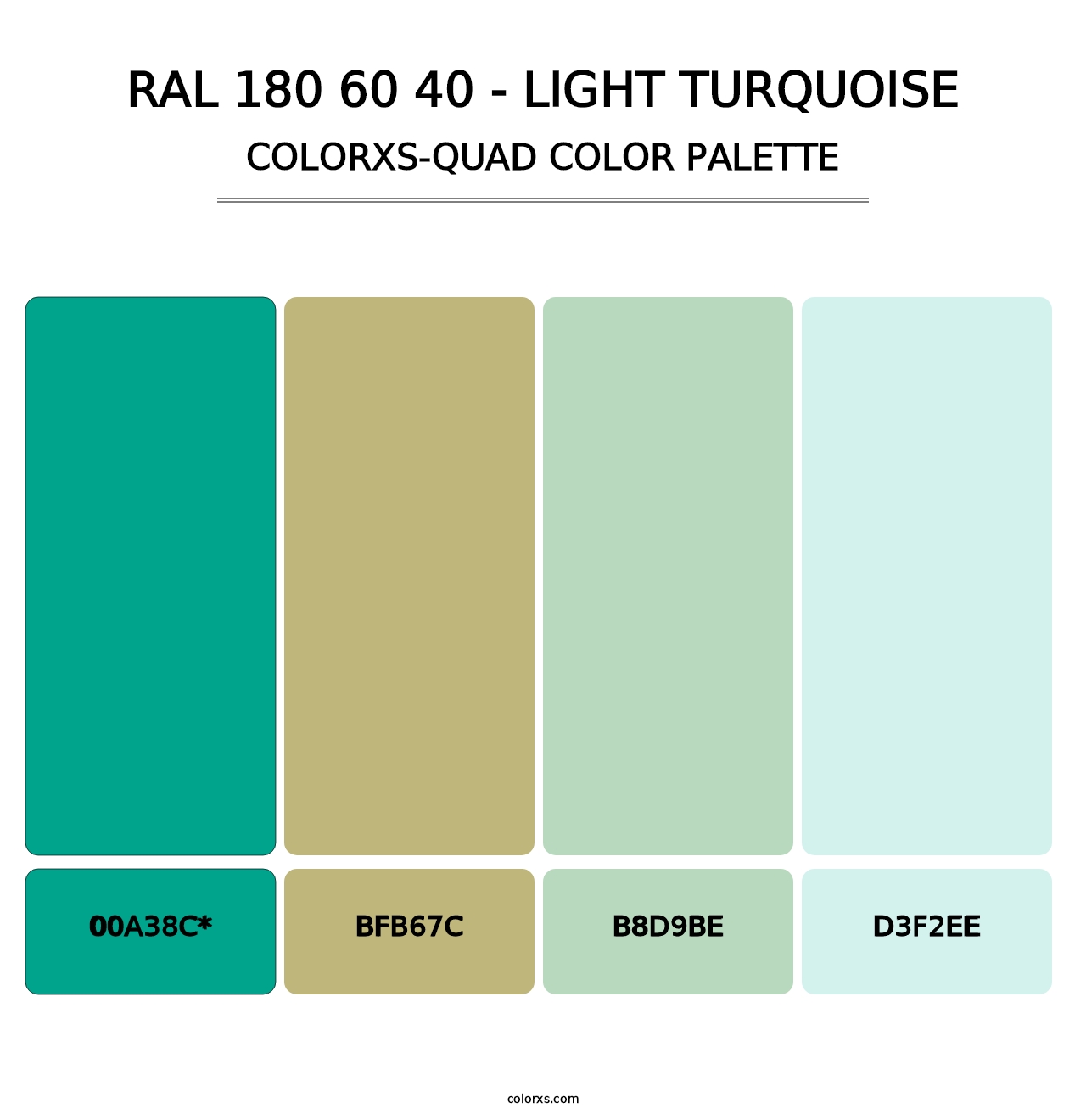 RAL 180 60 40 - Light Turquoise - Colorxs Quad Palette