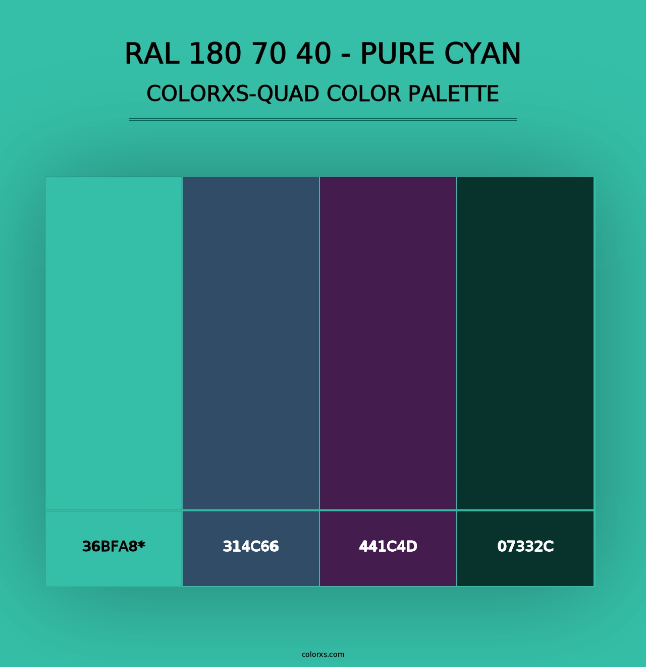 RAL 180 70 40 - Pure Cyan - Colorxs Quad Palette