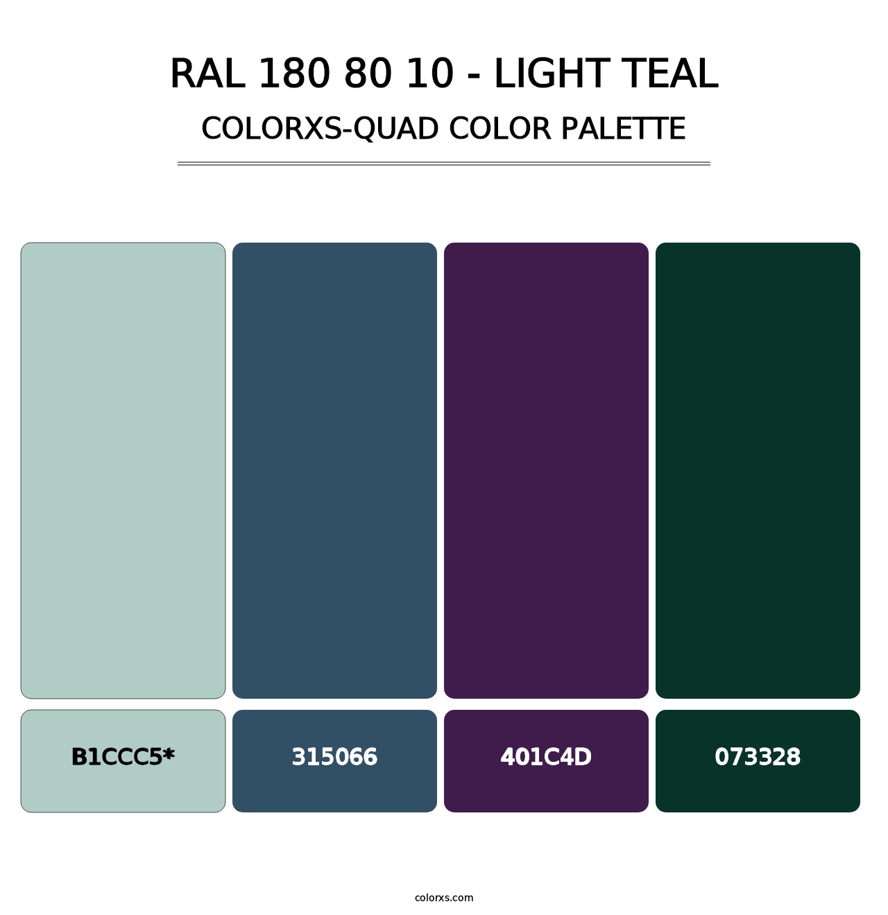 RAL 180 80 10 - Light Teal - Colorxs Quad Palette