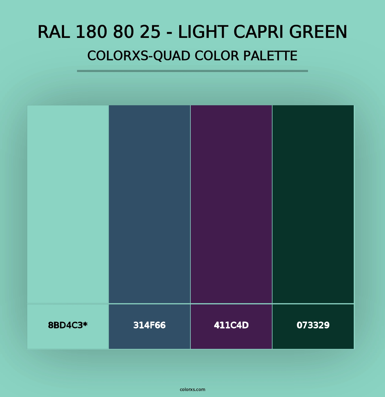 RAL 180 80 25 - Light Capri Green - Colorxs Quad Palette