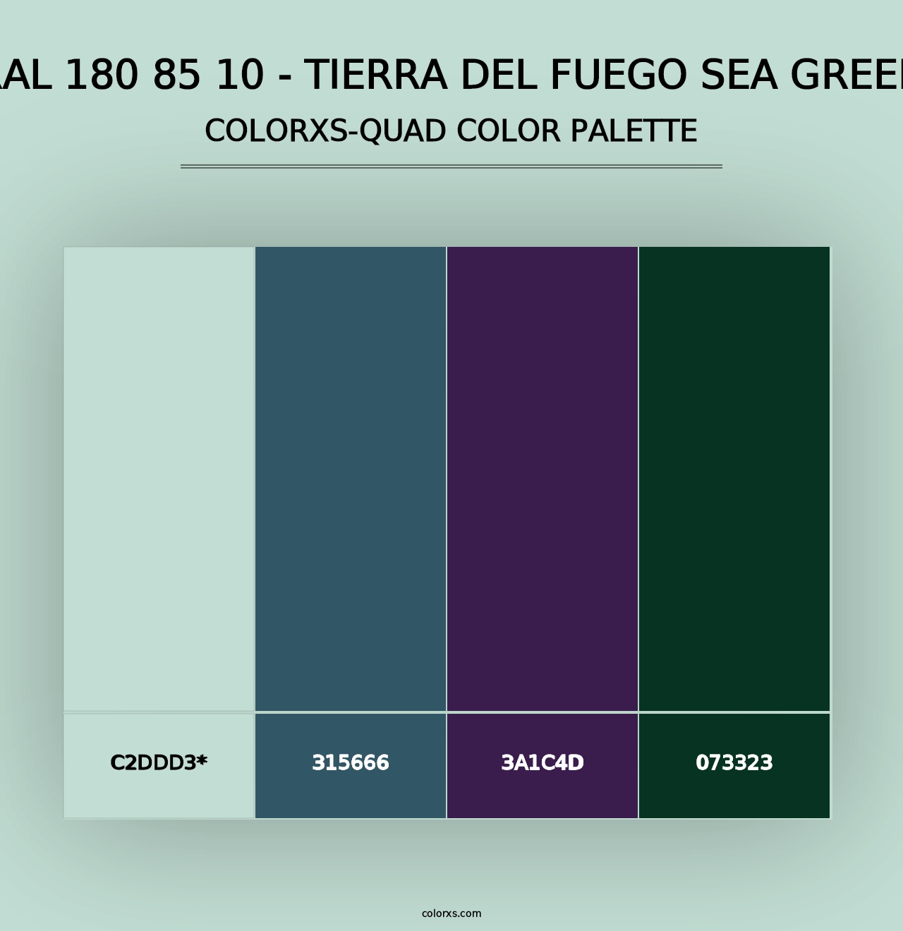 RAL 180 85 10 - Tierra Del Fuego Sea Green - Colorxs Quad Palette