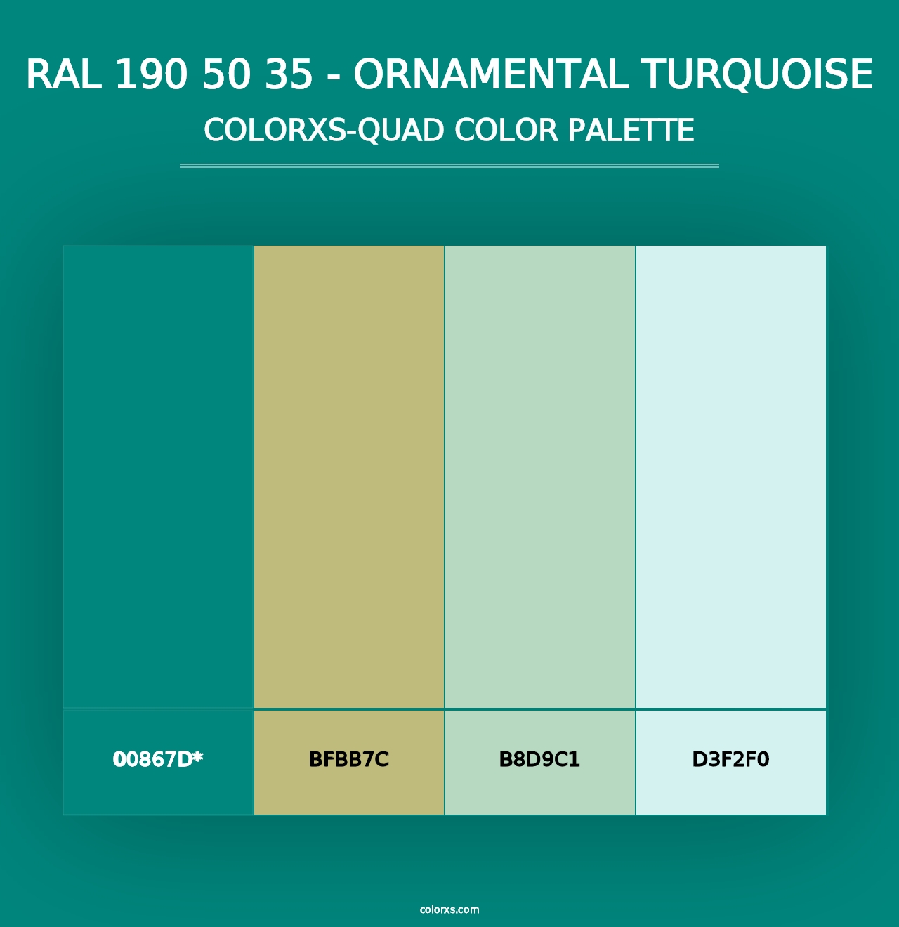 RAL 190 50 35 - Ornamental Turquoise - Colorxs Quad Palette