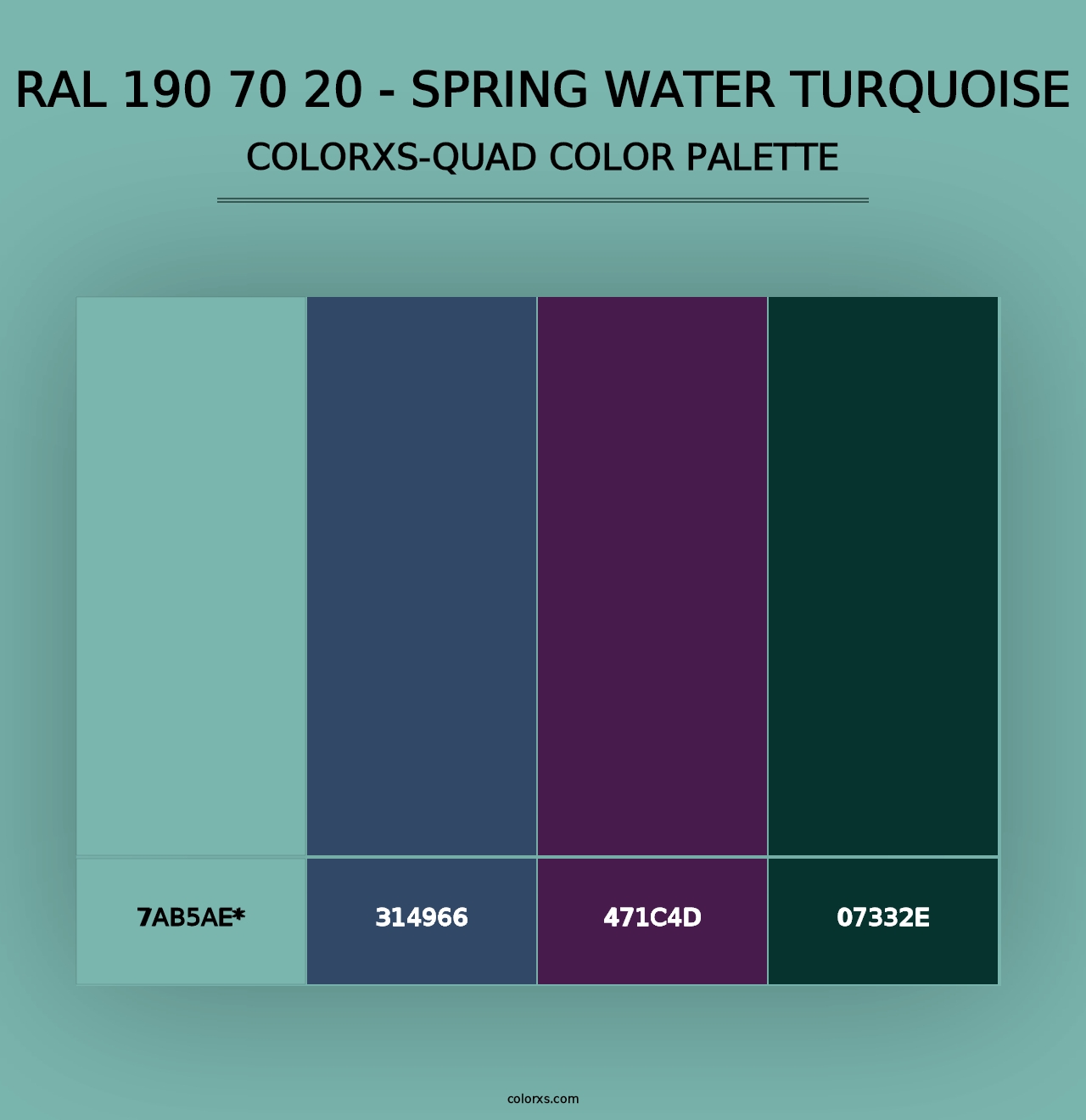 RAL 190 70 20 - Spring Water Turquoise - Colorxs Quad Palette