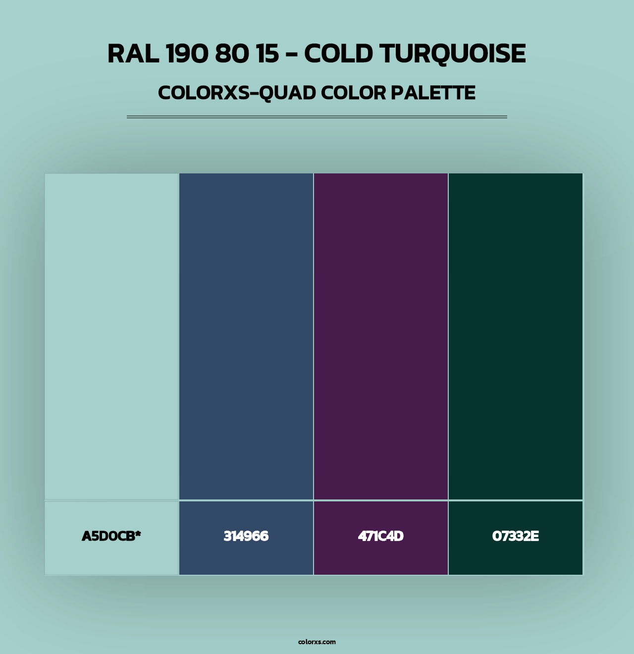 RAL 190 80 15 - Cold Turquoise - Colorxs Quad Palette