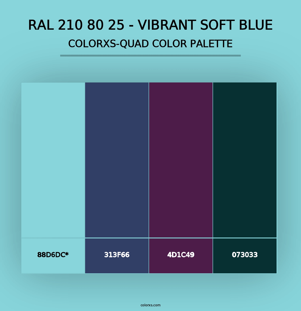 RAL 210 80 25 - Vibrant Soft Blue - Colorxs Quad Palette