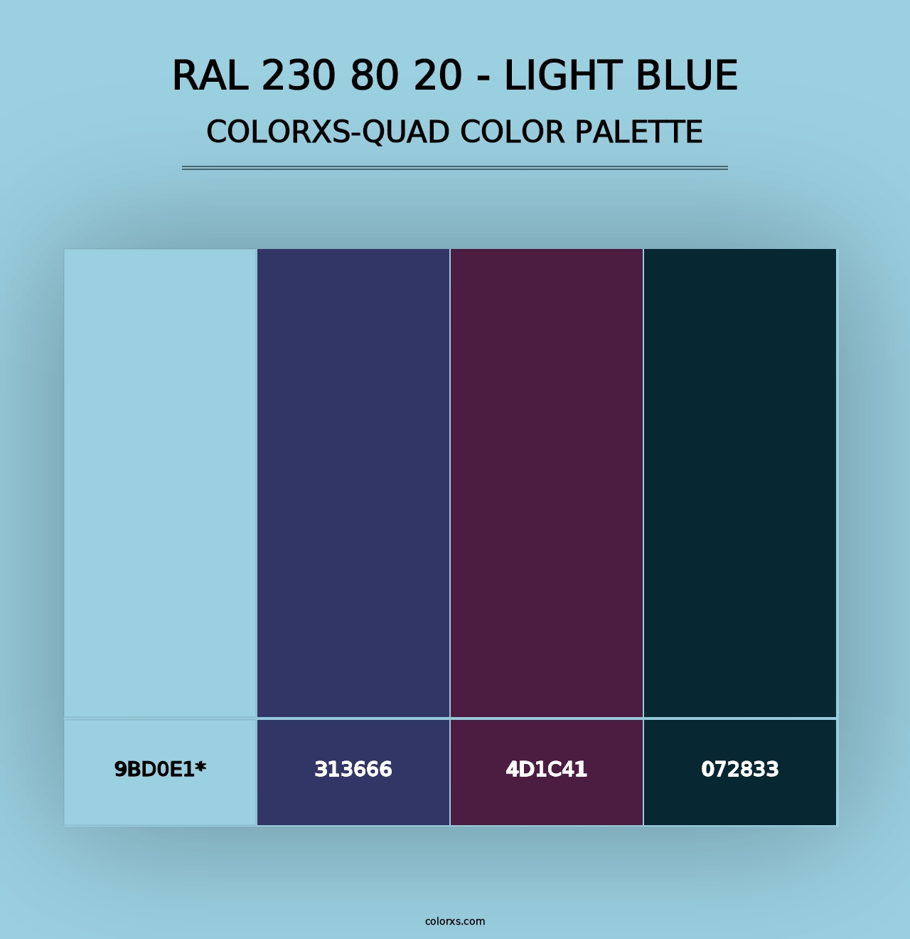 RAL 230 80 20 - Light Blue - Colorxs Quad Palette