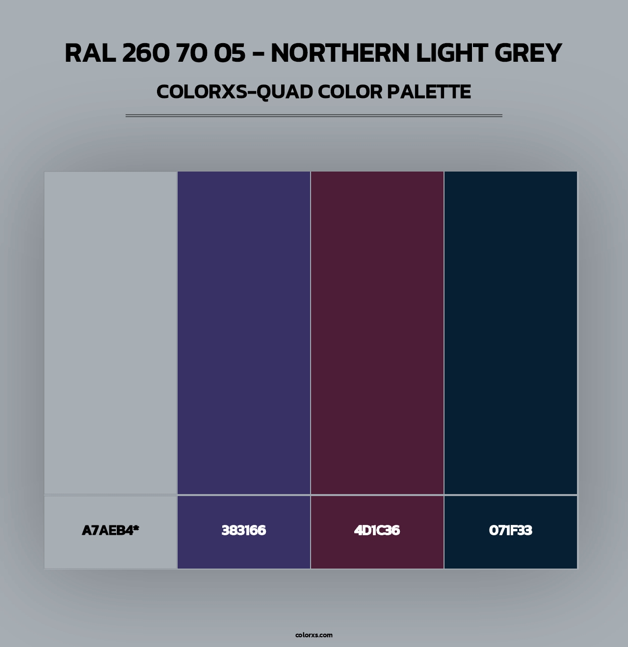 RAL 260 70 05 - Northern Light Grey - Colorxs Quad Palette