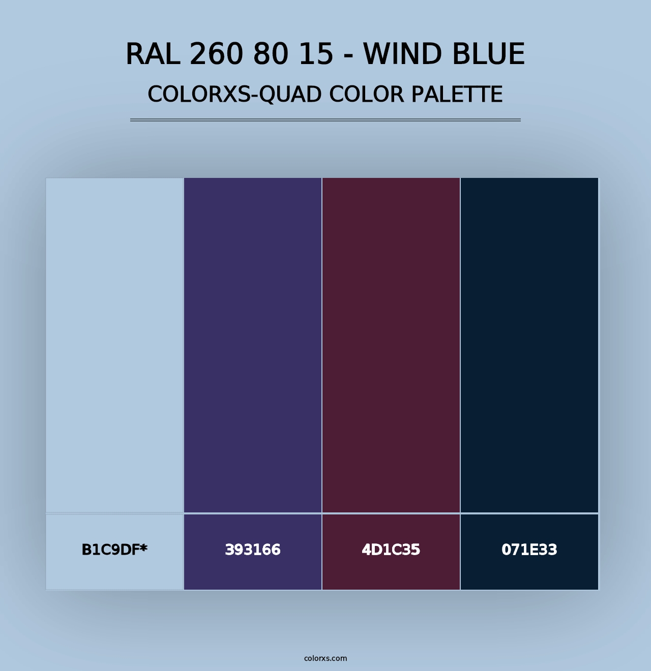 RAL 260 80 15 - Wind Blue - Colorxs Quad Palette