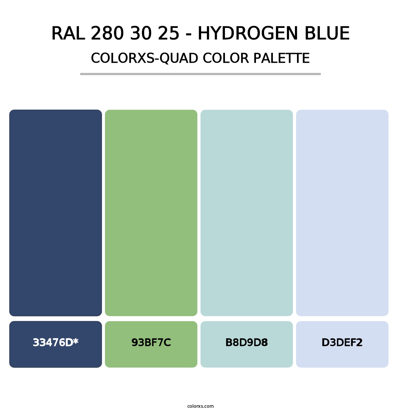 RAL 280 30 25 - Hydrogen Blue - Colorxs Quad Palette