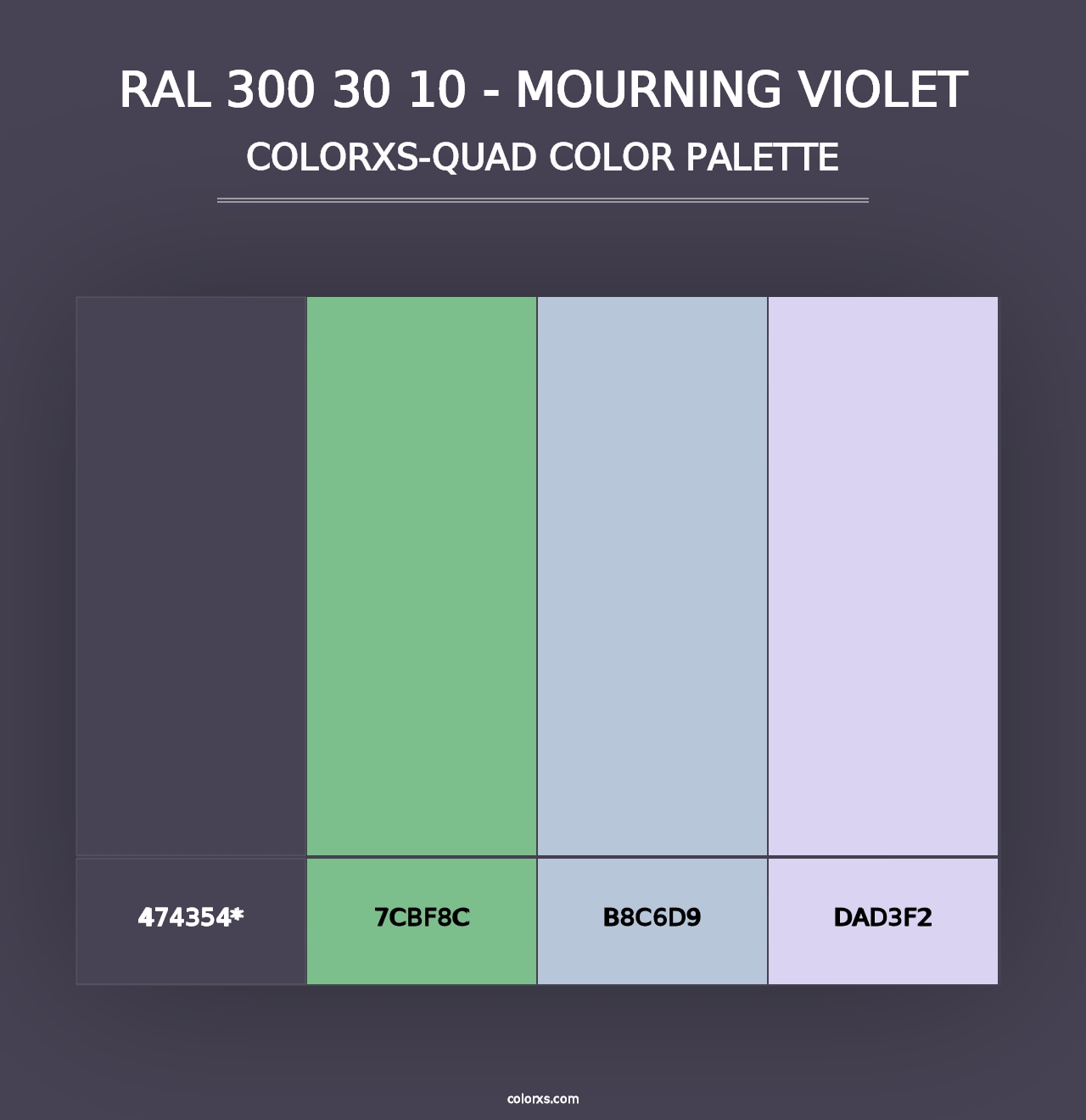 RAL 300 30 10 - Mourning Violet - Colorxs Quad Palette