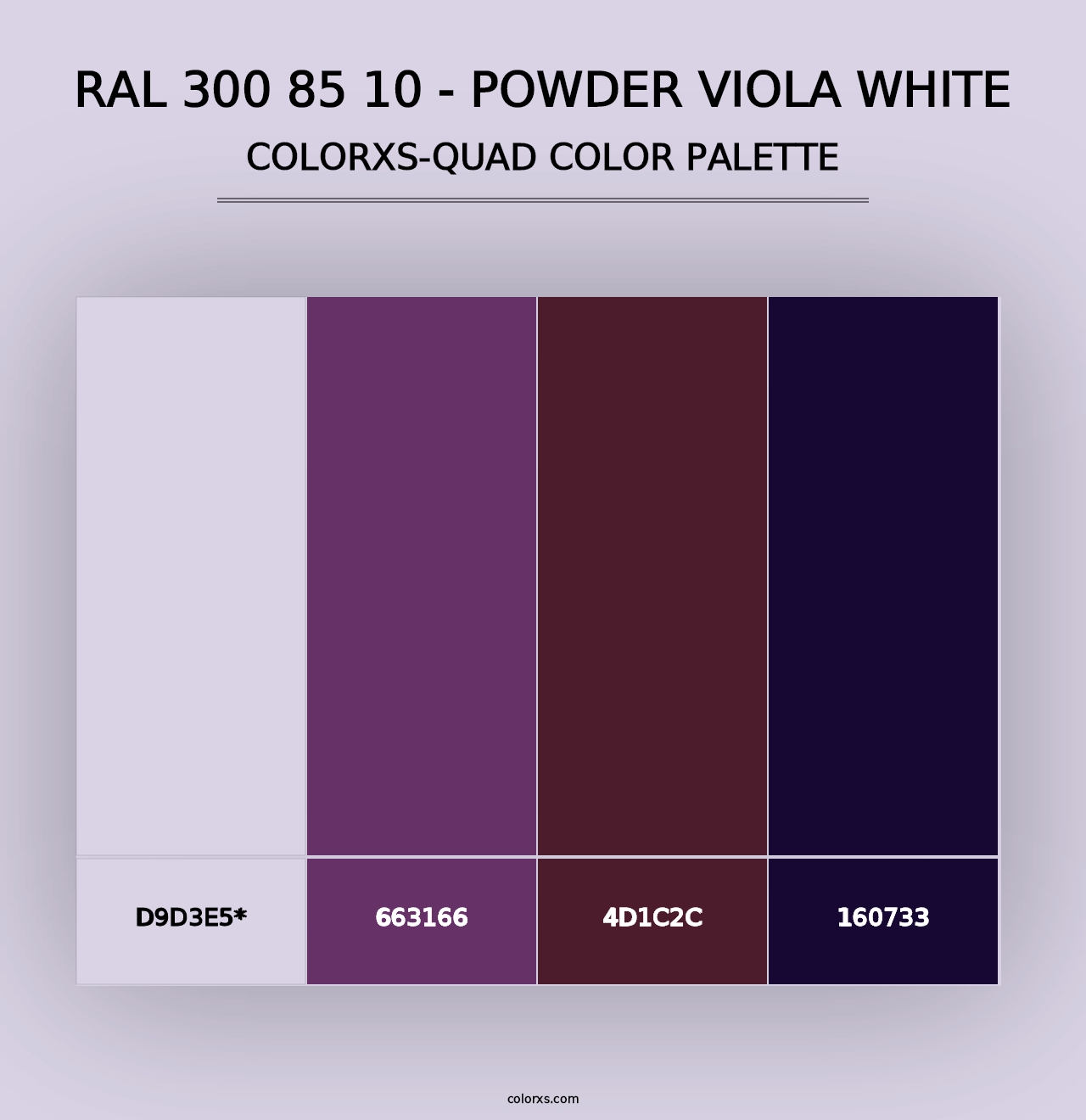 RAL 300 85 10 - Powder Viola White - Colorxs Quad Palette