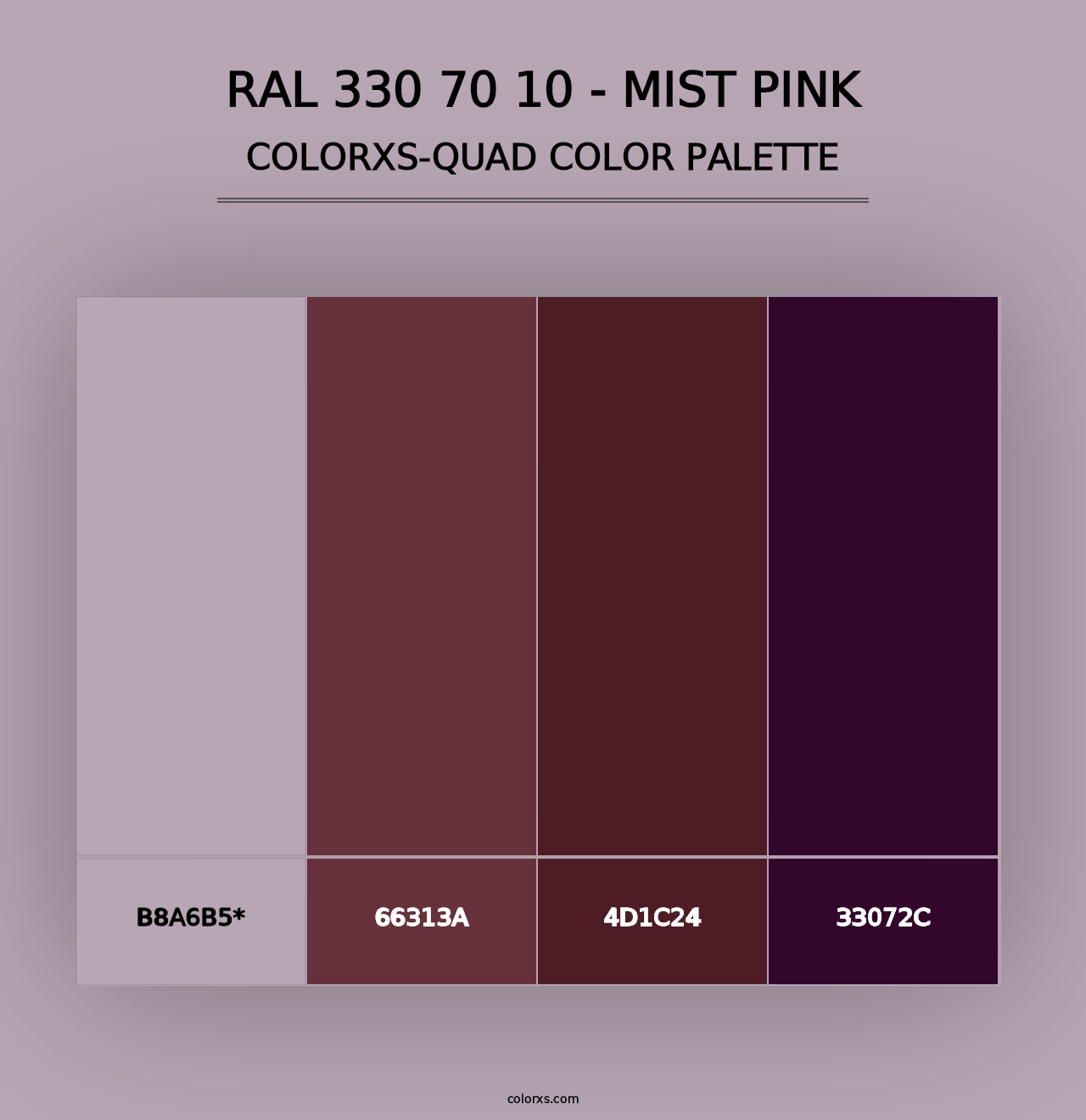 RAL 330 70 10 - Mist Pink - Colorxs Quad Palette