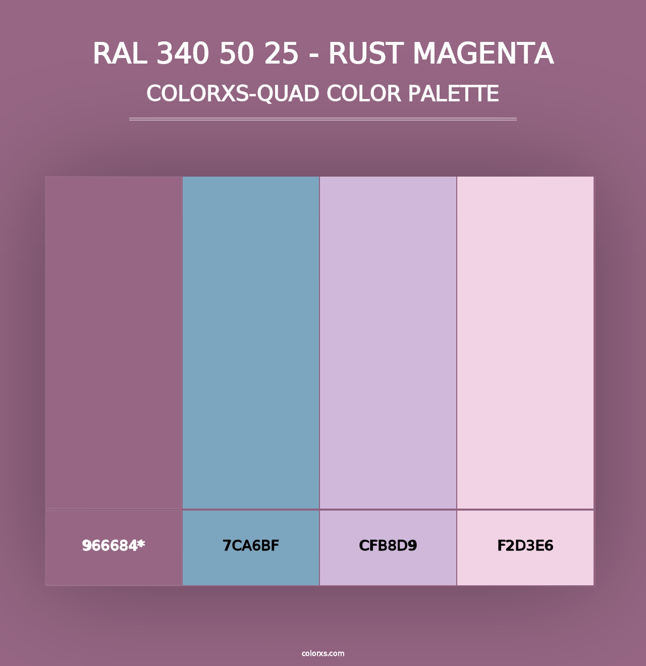 RAL 340 50 25 - Rust Magenta - Colorxs Quad Palette