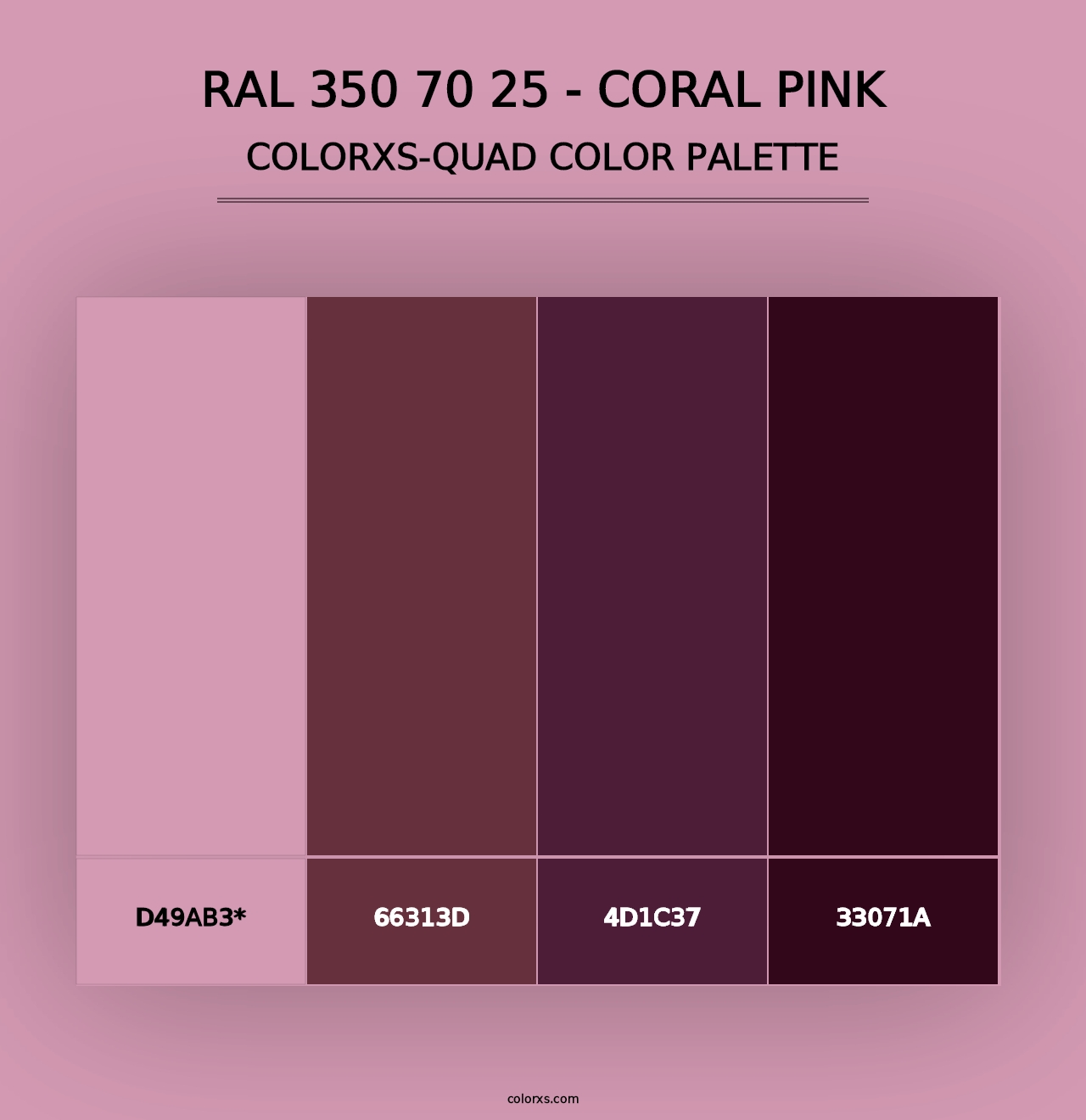 RAL 350 70 25 - Coral Pink - Colorxs Quad Palette