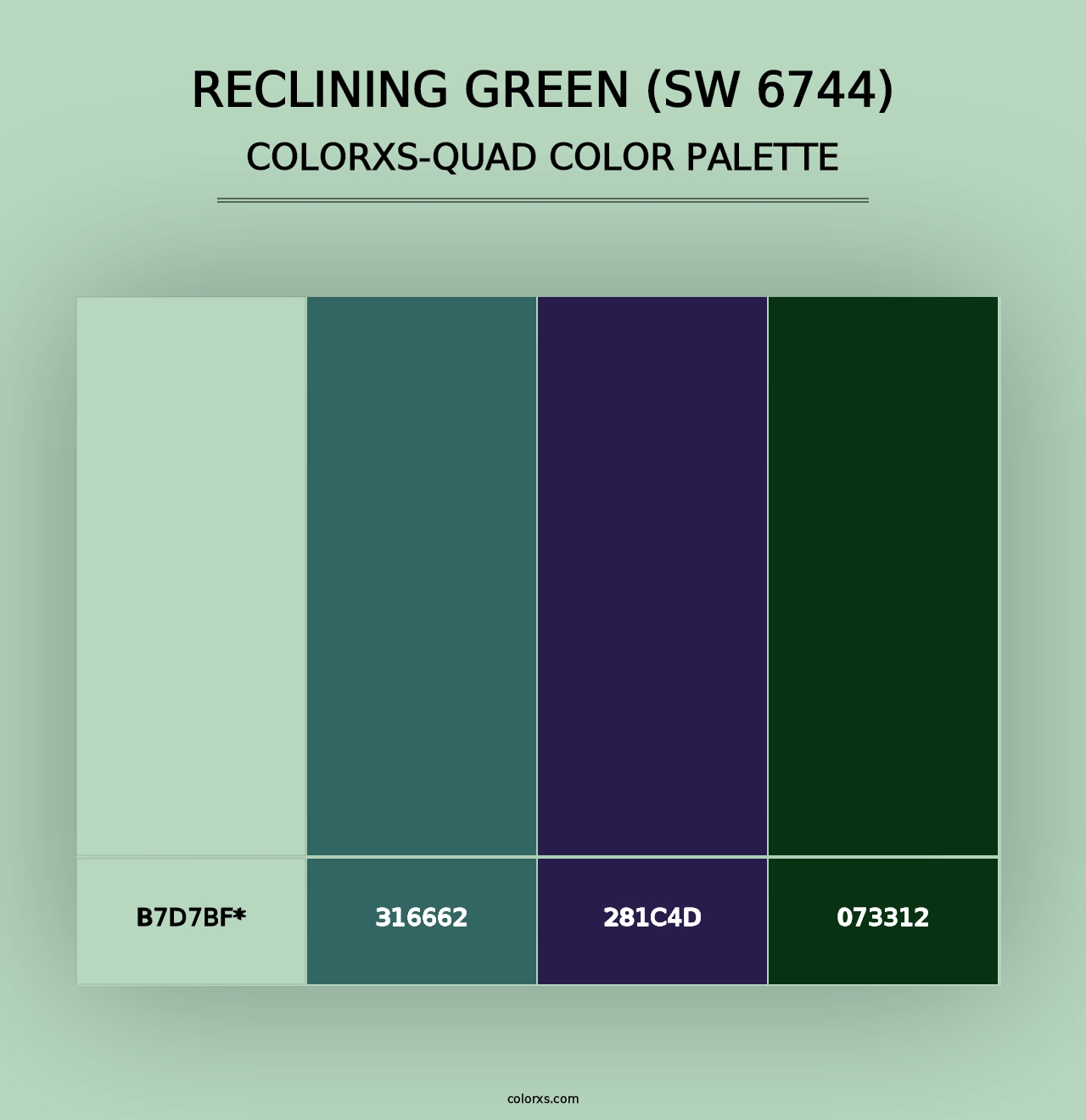 Reclining Green (SW 6744) - Colorxs Quad Palette