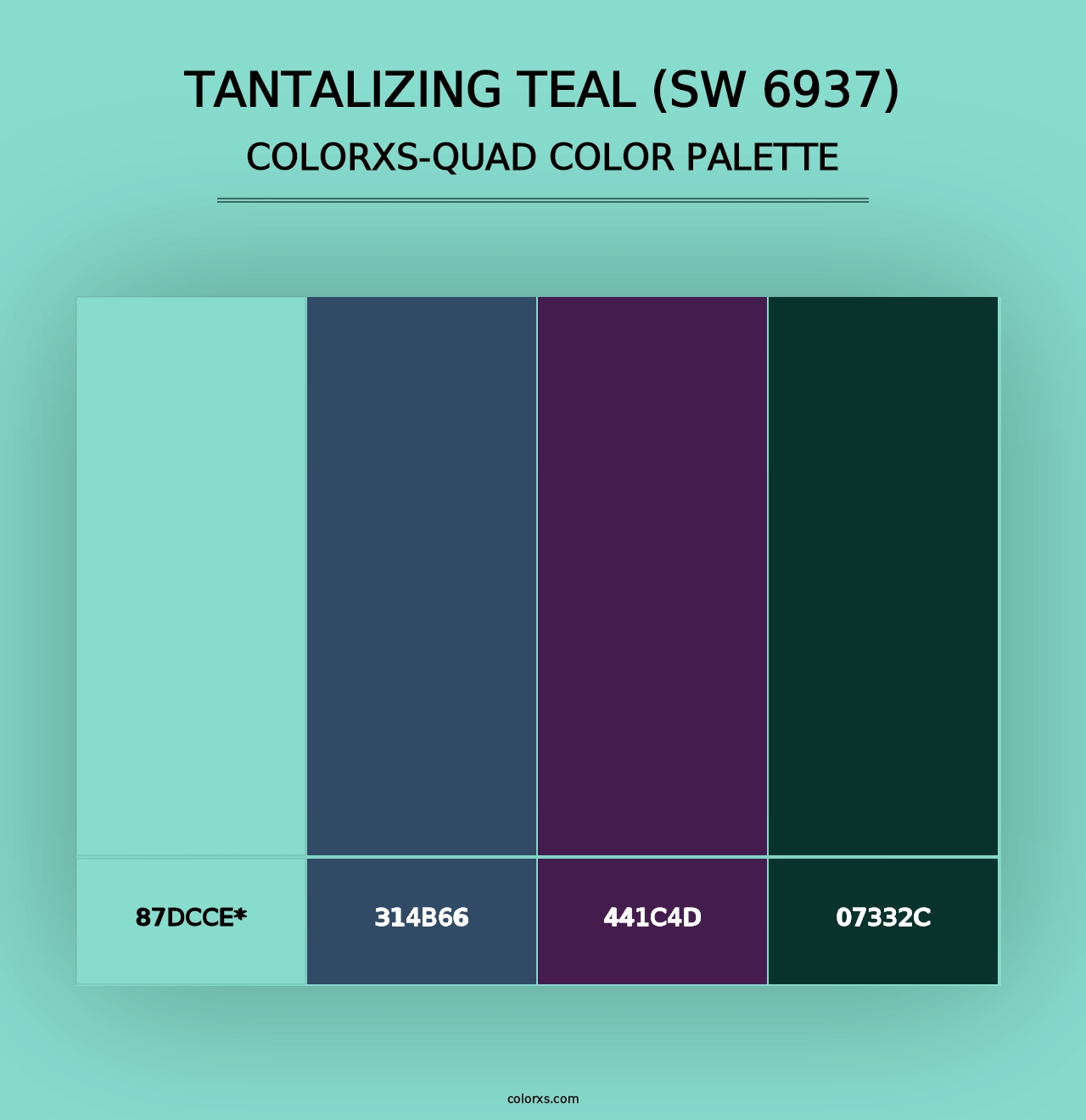 Tantalizing Teal (SW 6937) - Colorxs Quad Palette