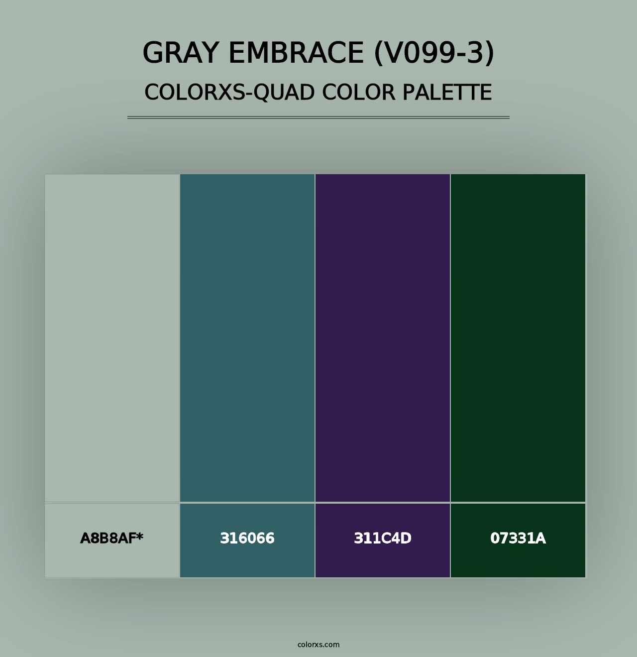 Gray Embrace (V099-3) - Colorxs Quad Palette