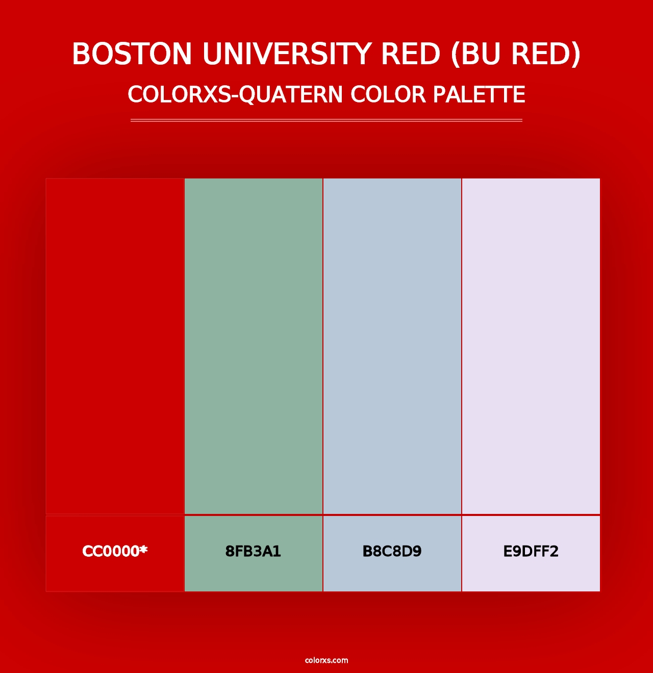 Boston University Red (BU Red) - Colorxs Quad Palette