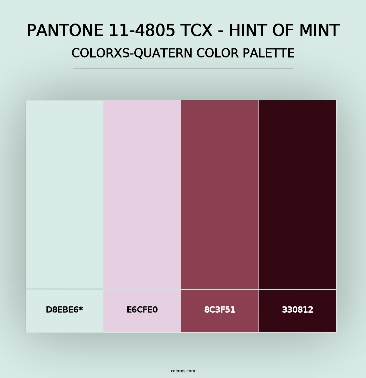 PANTONE 11-4805 TCX - Hint of Mint - Colorxs Quad Palette