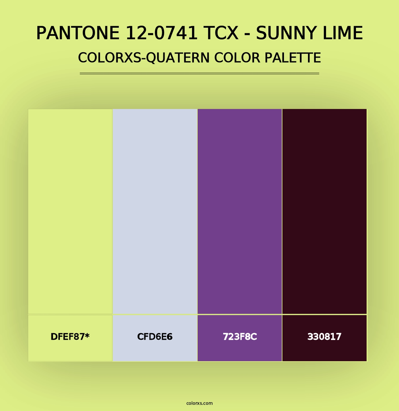 PANTONE 12-0741 TCX - Sunny Lime - Colorxs Quad Palette