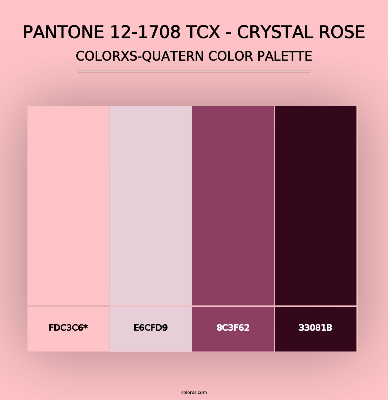 PANTONE 12-1708 TCX - Crystal Rose - Colorxs Quad Palette