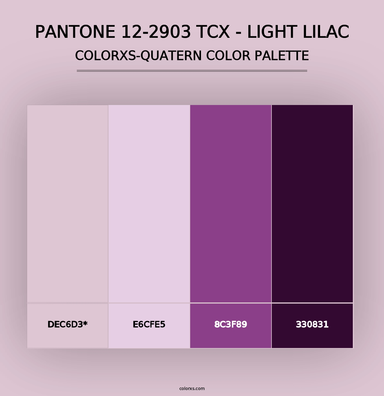 PANTONE 12-2903 TCX - Light Lilac - Colorxs Quad Palette