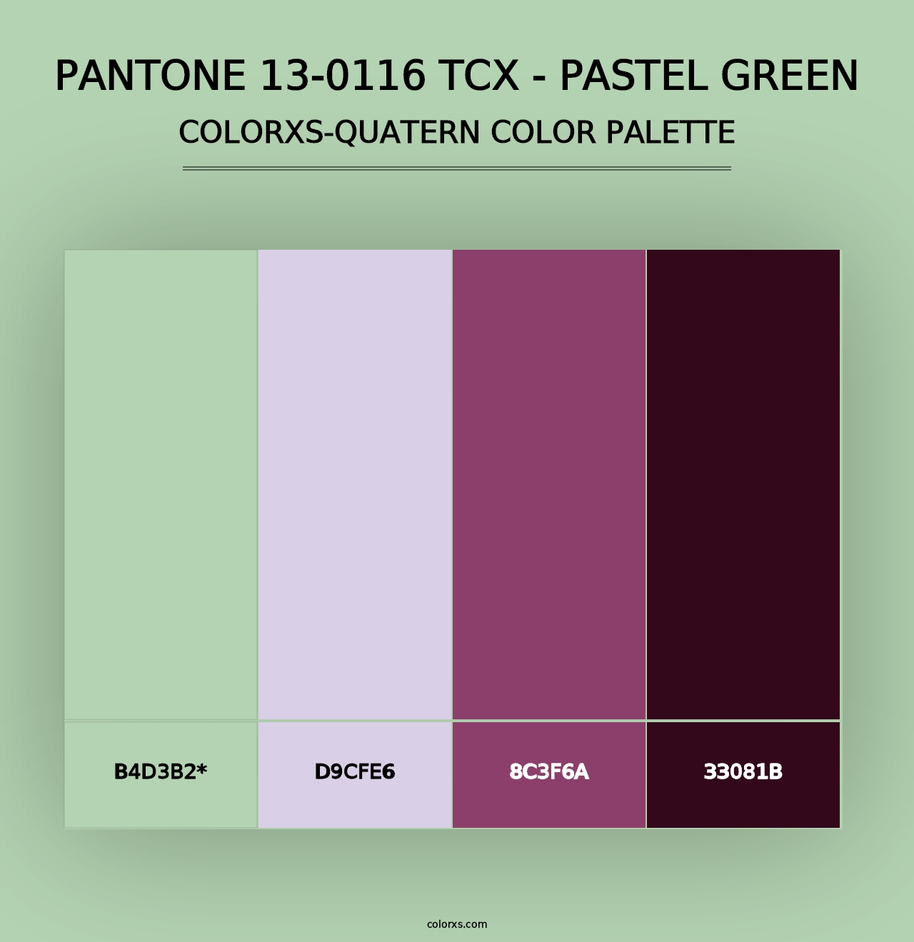 PANTONE 13-0116 TCX - Pastel Green - Colorxs Quad Palette