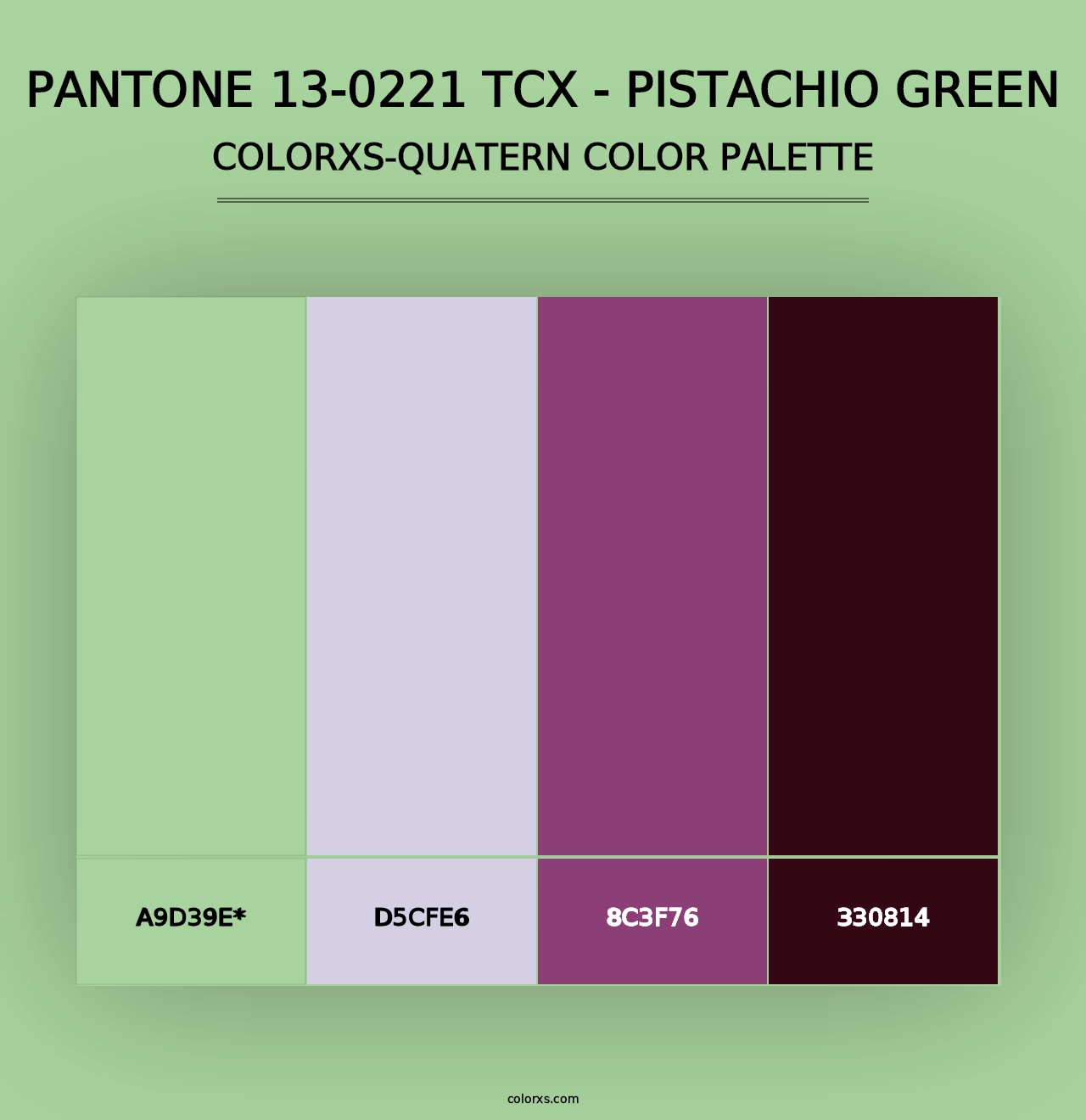 PANTONE 13-0221 TCX - Pistachio Green - Colorxs Quad Palette