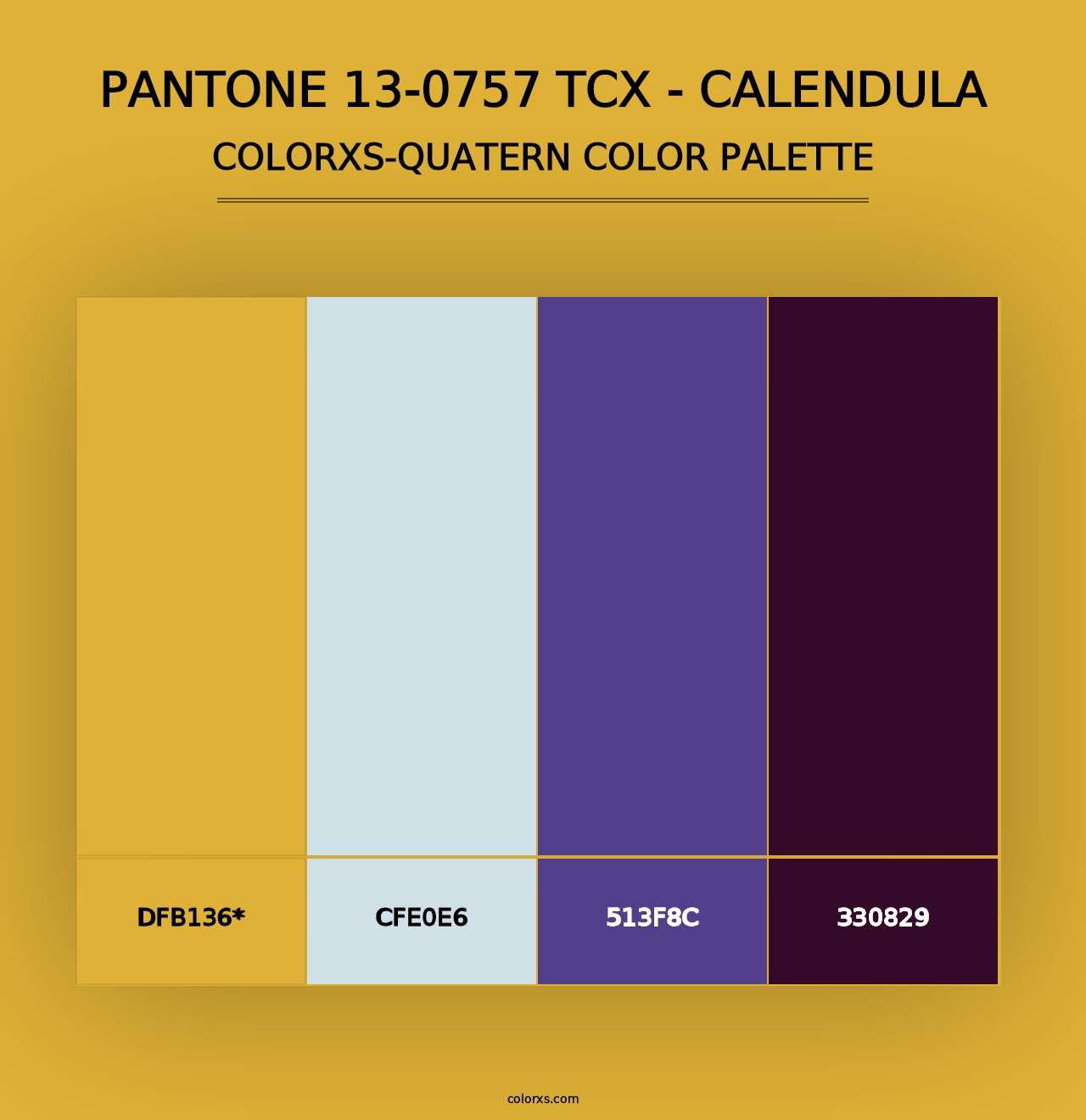 PANTONE 13-0757 TCX - Calendula - Colorxs Quad Palette