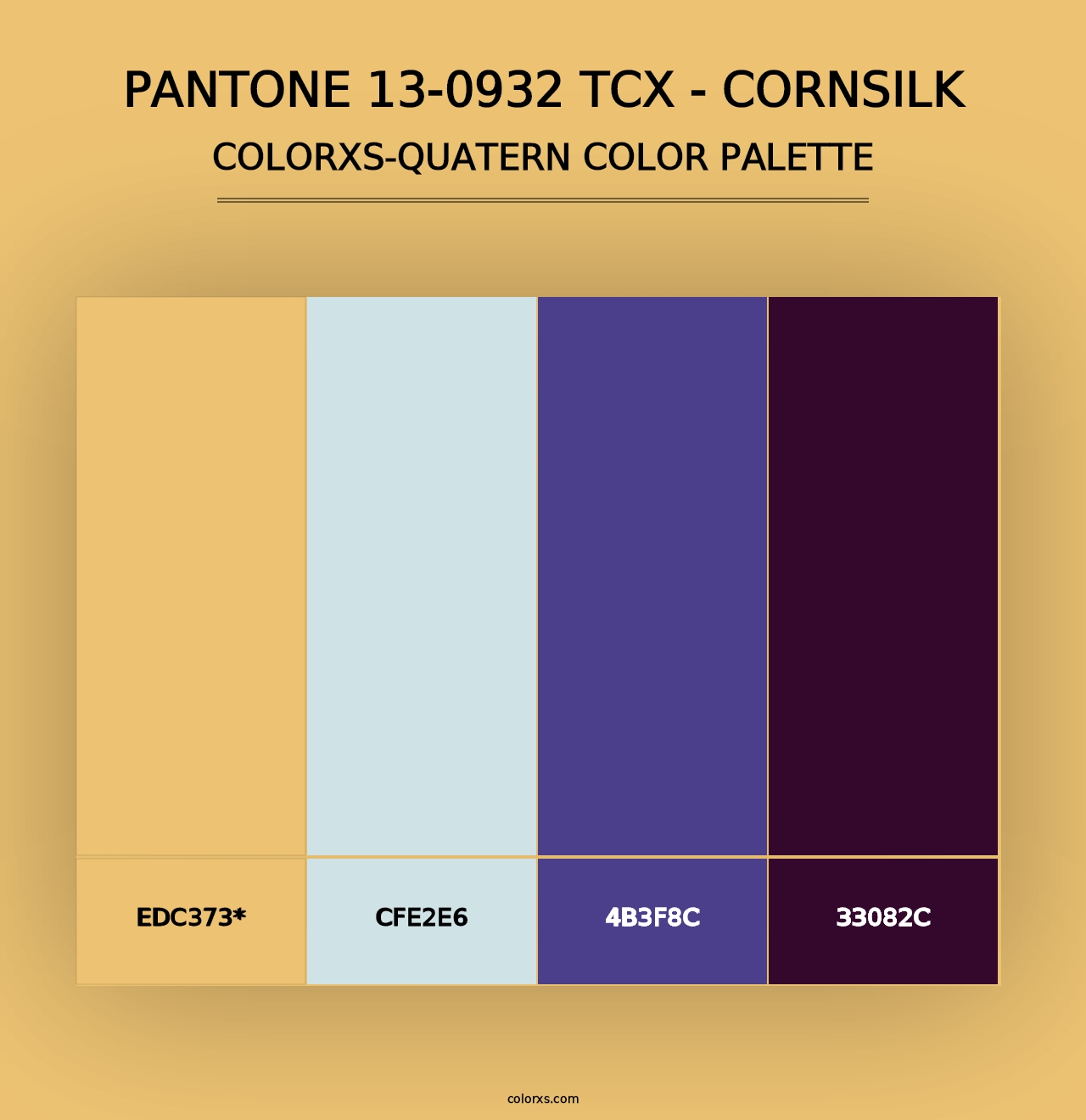 PANTONE 13-0932 TCX - Cornsilk - Colorxs Quad Palette