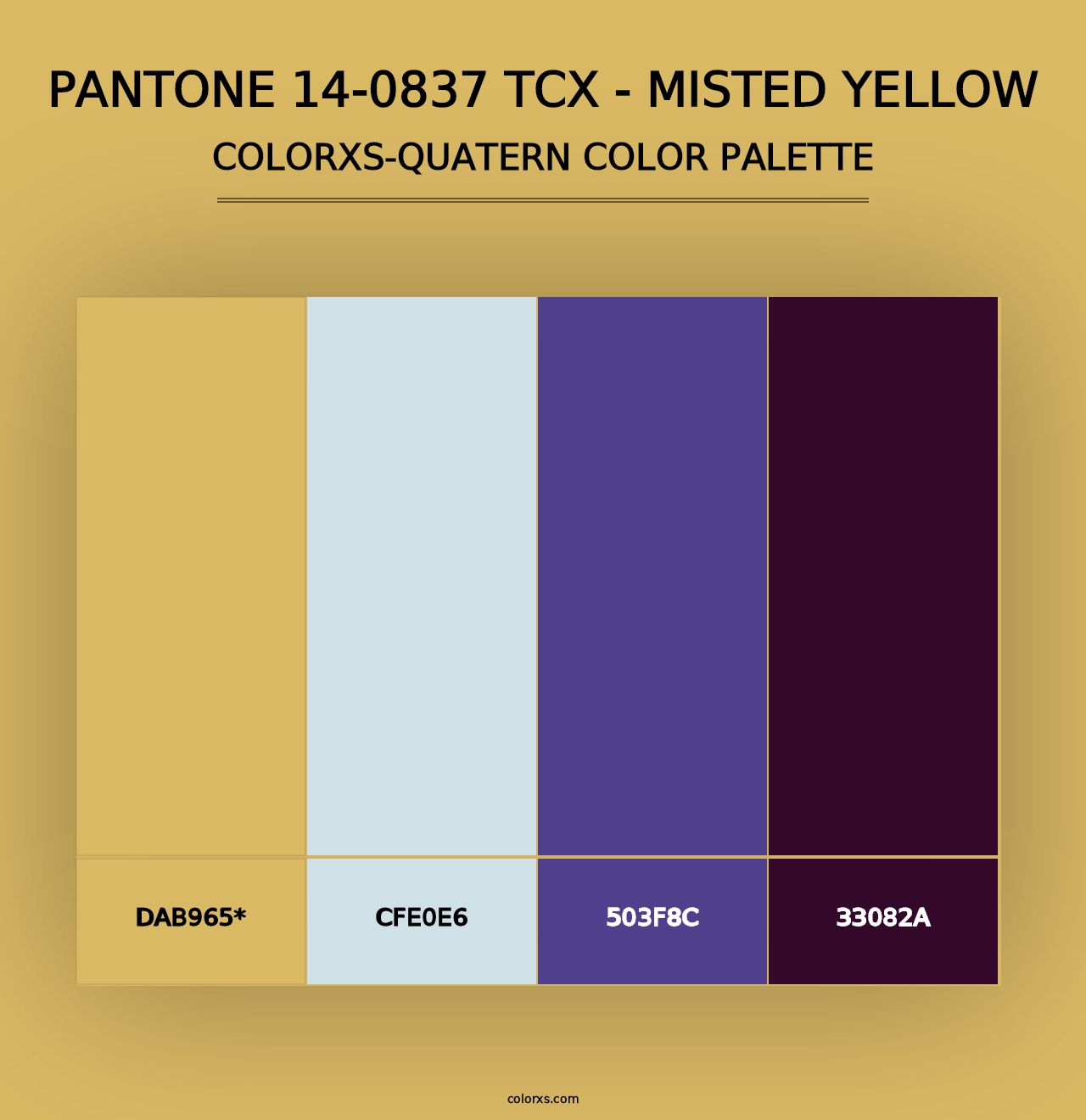 PANTONE 14-0837 TCX - Misted Yellow - Colorxs Quad Palette