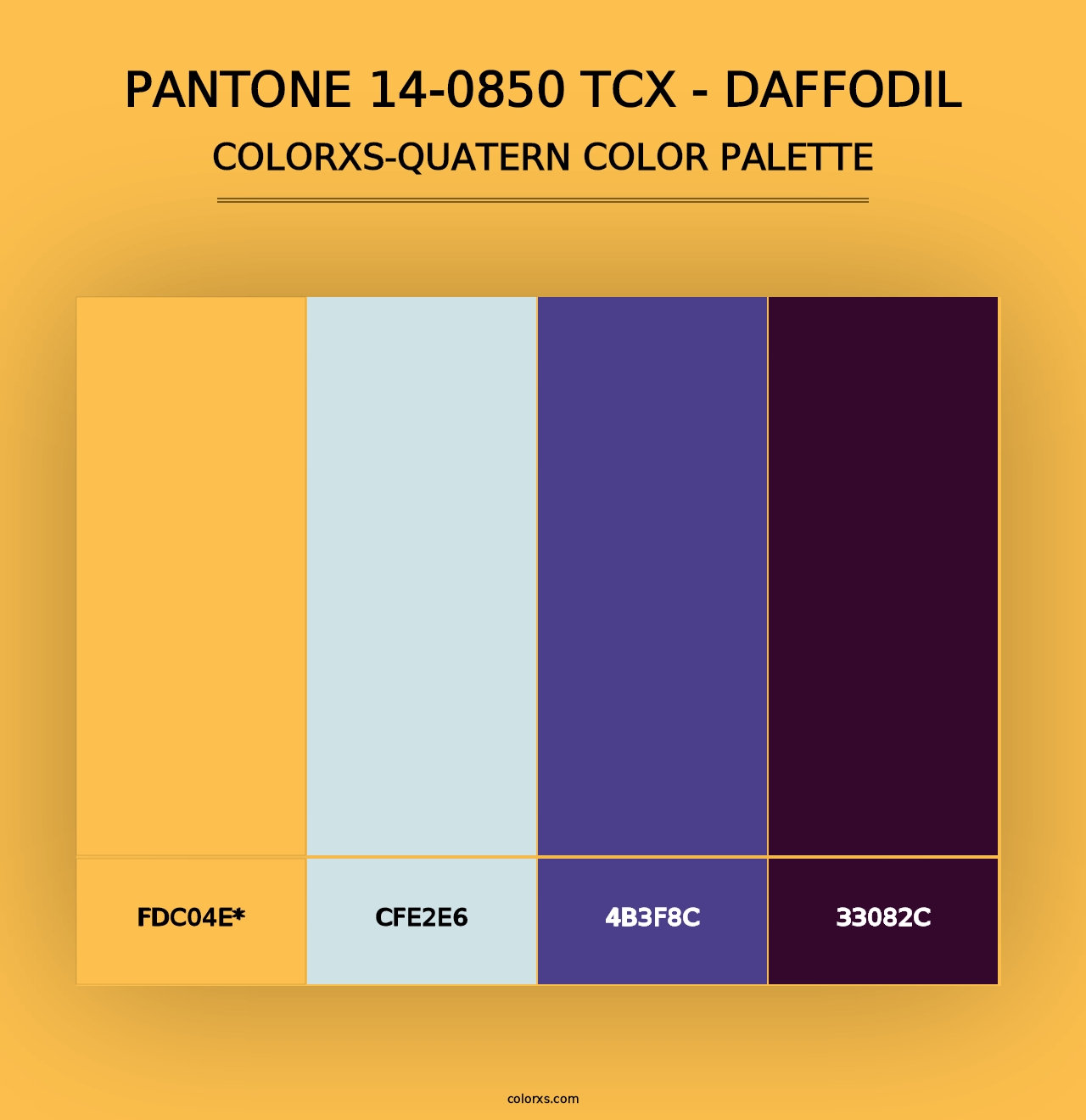 PANTONE 14-0850 TCX - Daffodil - Colorxs Quad Palette