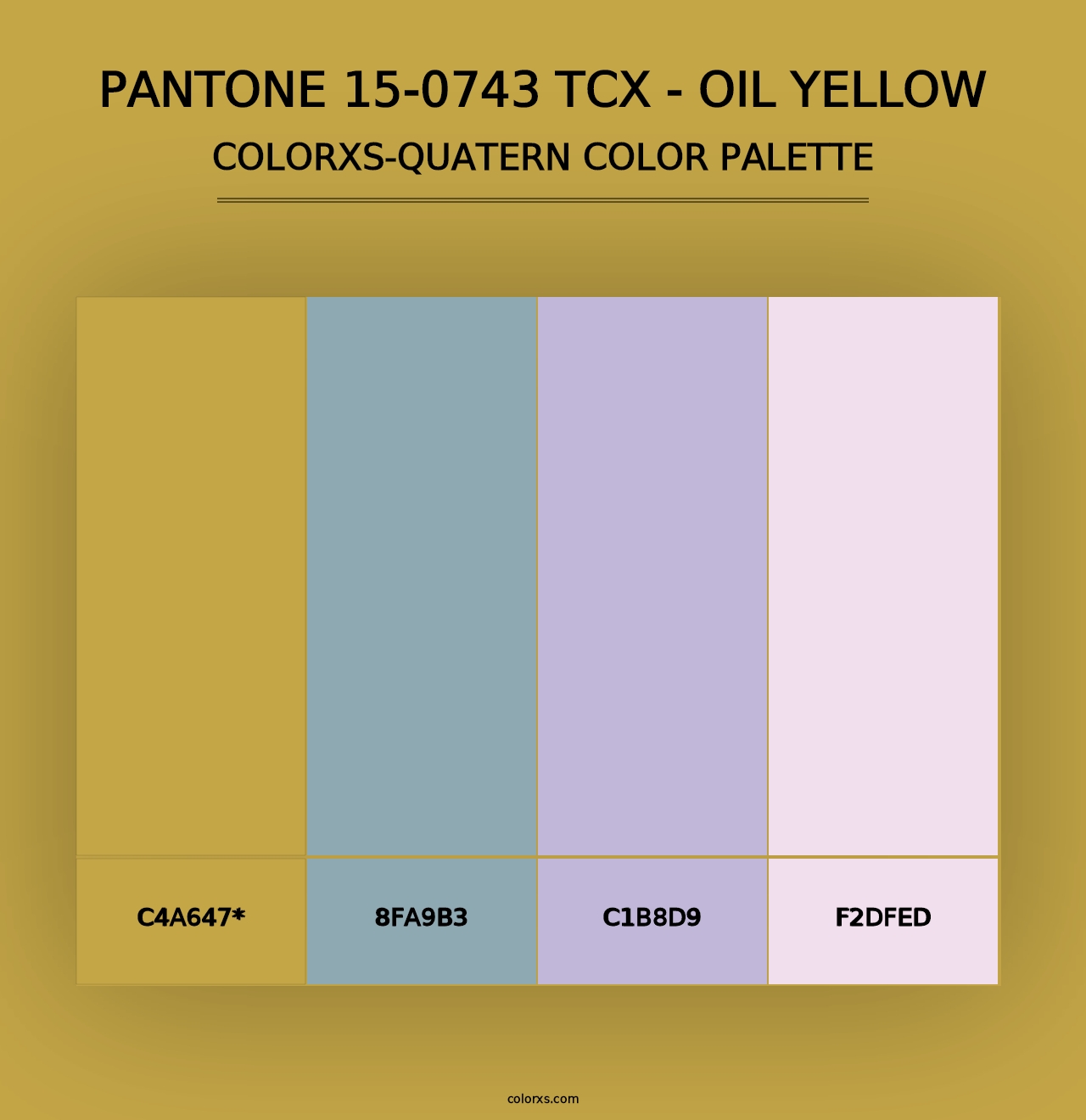 PANTONE 15-0743 TCX - Oil Yellow - Colorxs Quad Palette