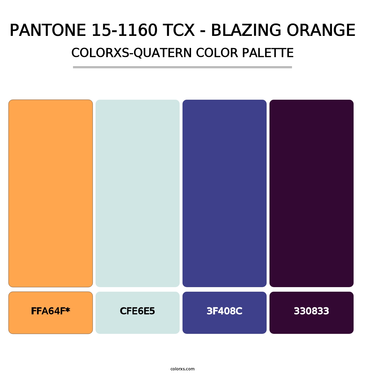 PANTONE 15-1160 TCX - Blazing Orange - Colorxs Quad Palette