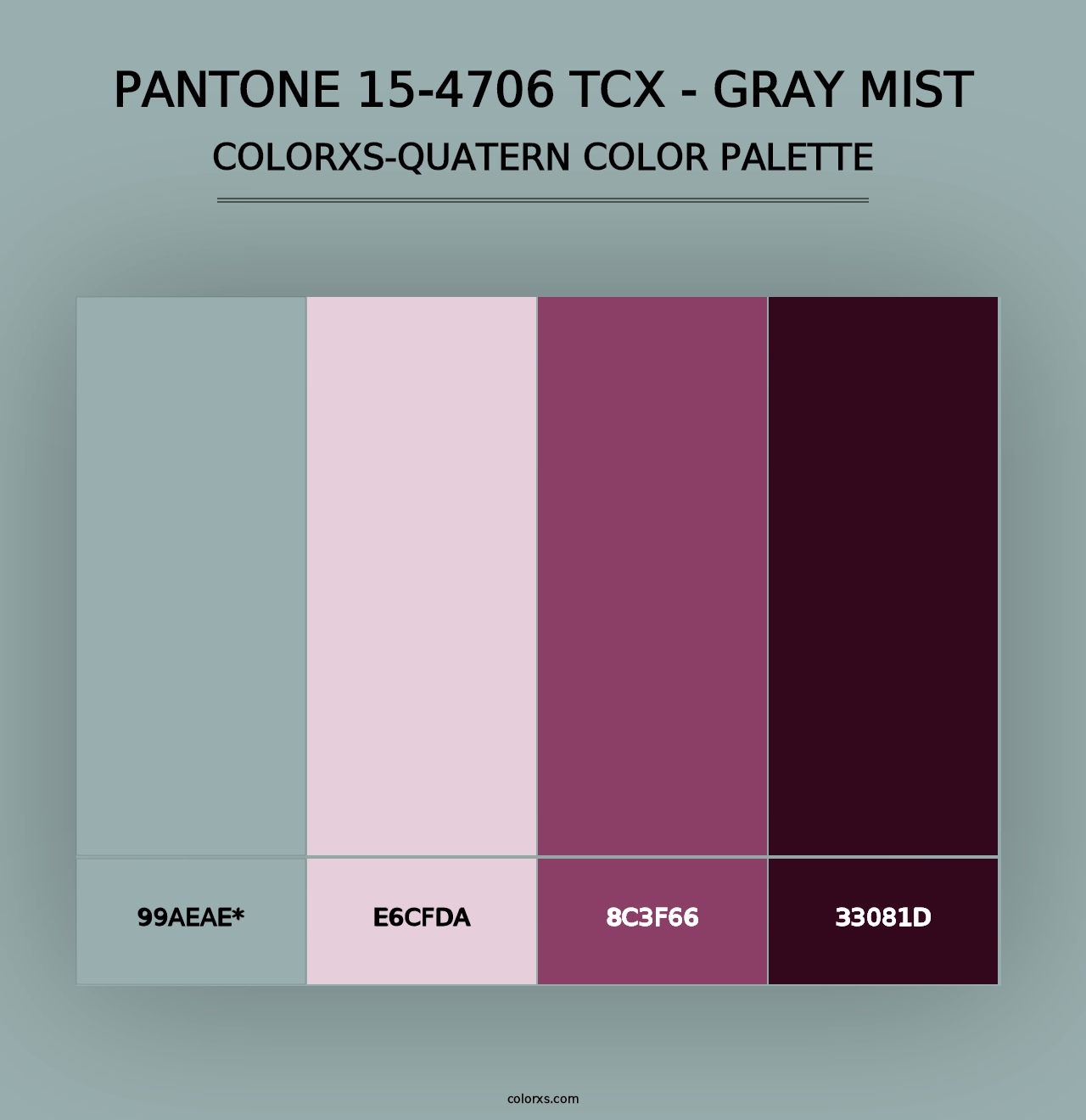 PANTONE 15-4706 TCX - Gray Mist - Colorxs Quad Palette