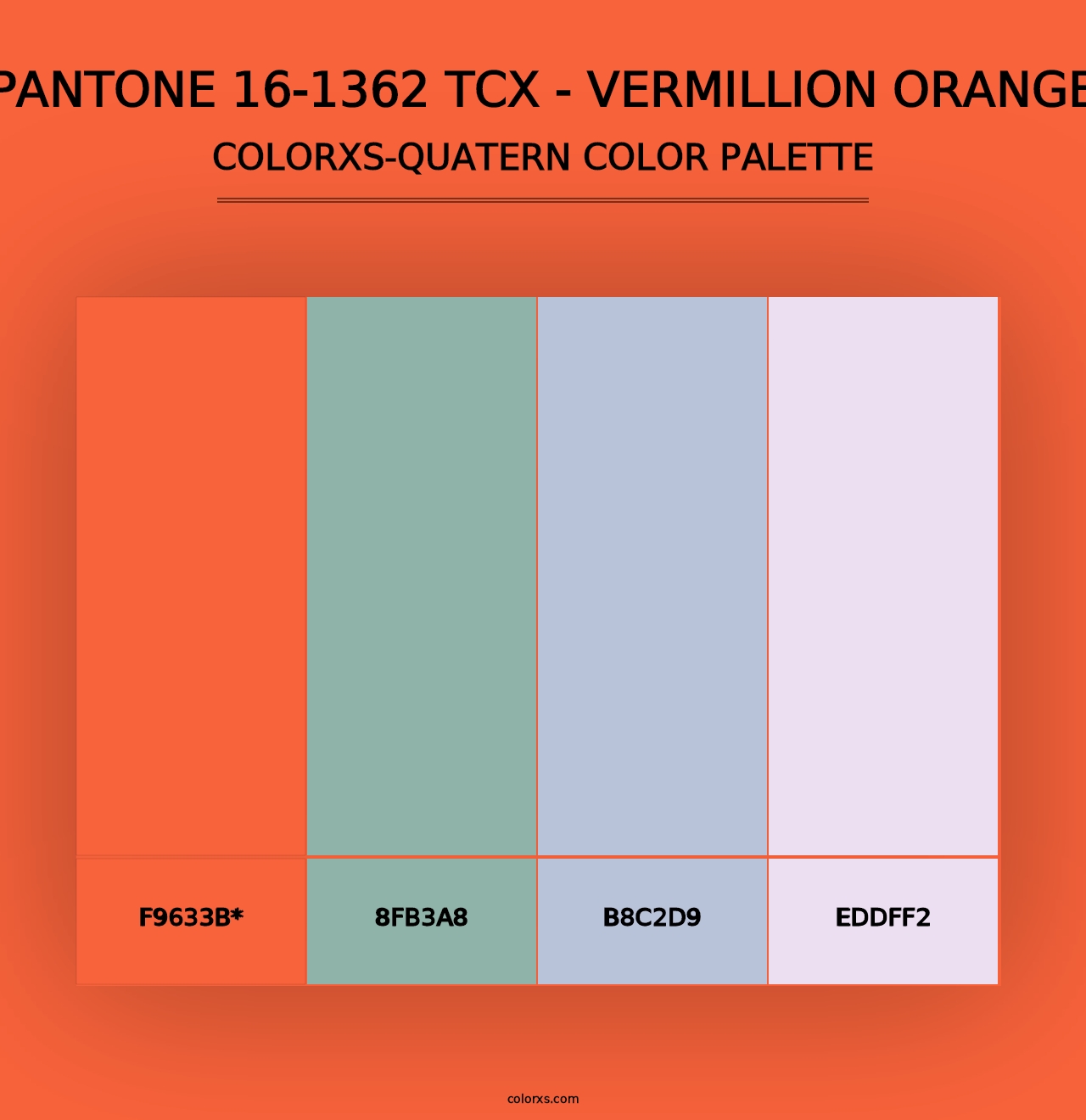 PANTONE 16-1362 TCX - Vermillion Orange - Colorxs Quad Palette