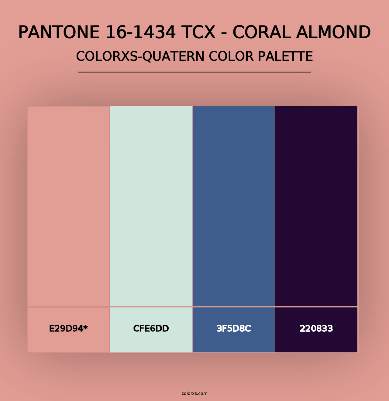 PANTONE 16-1434 TCX - Coral Almond - Colorxs Quad Palette