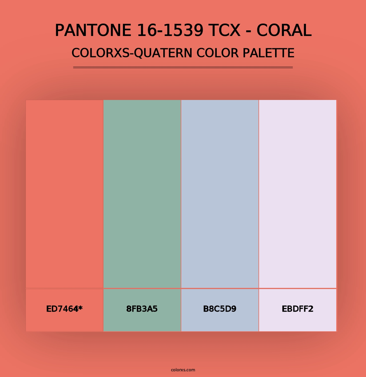 PANTONE 16-1539 TCX - Coral - Colorxs Quad Palette