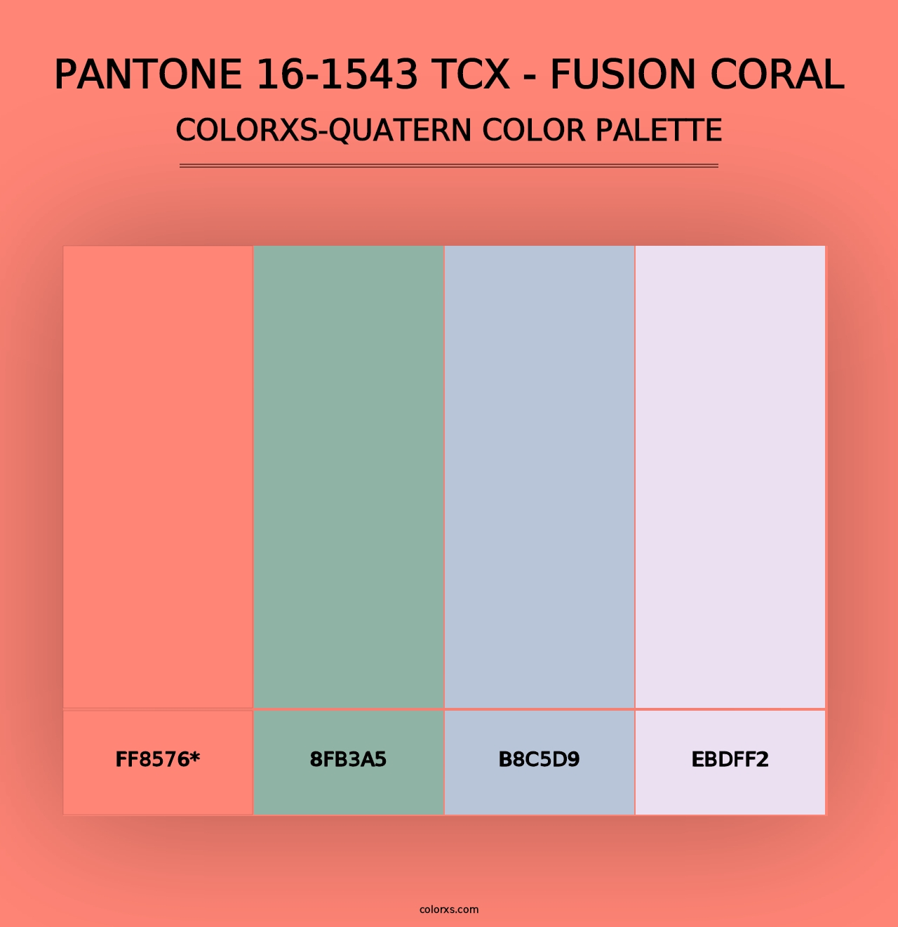 PANTONE 16-1543 TCX - Fusion Coral - Colorxs Quad Palette