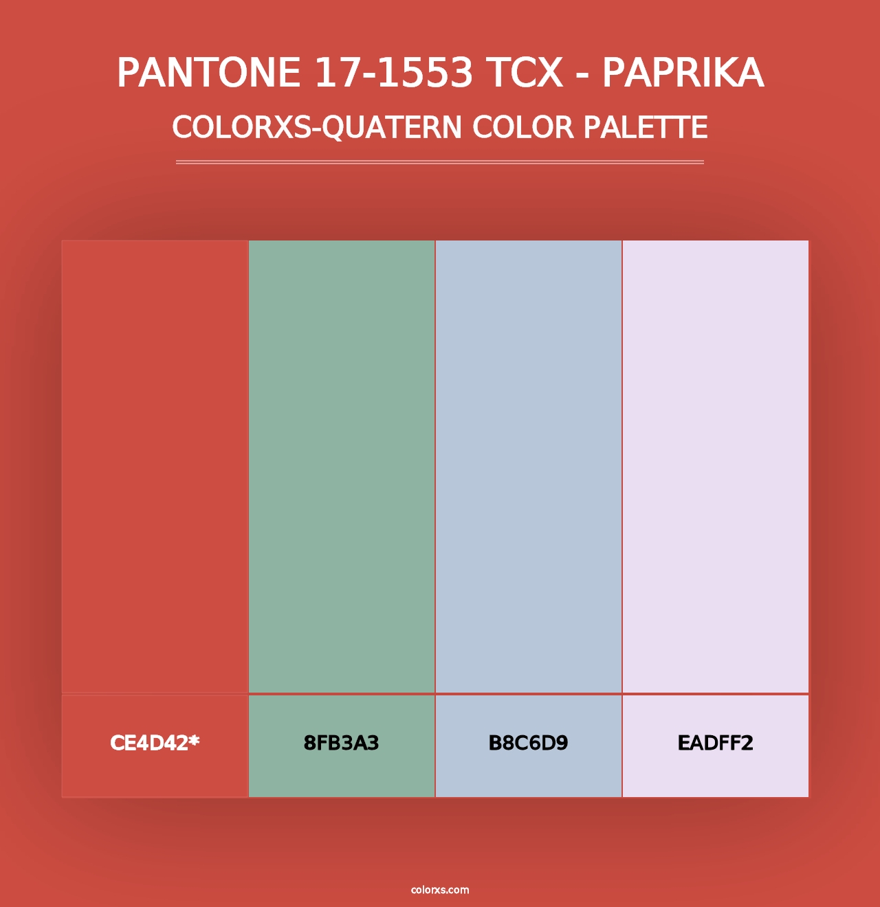 PANTONE 17-1553 TCX - Paprika - Colorxs Quad Palette