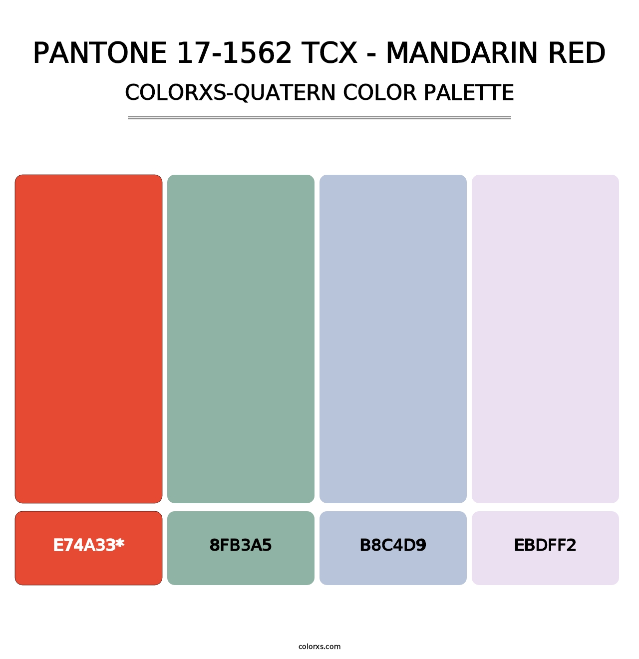 PANTONE 17-1562 TCX - Mandarin Red - Colorxs Quad Palette