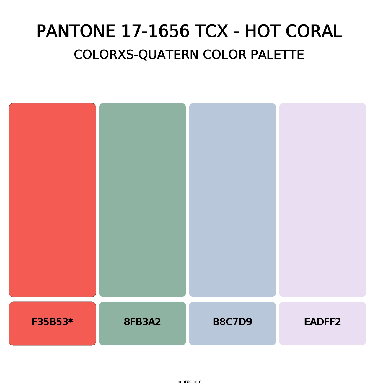 PANTONE 17-1656 TCX - Hot Coral - Colorxs Quad Palette