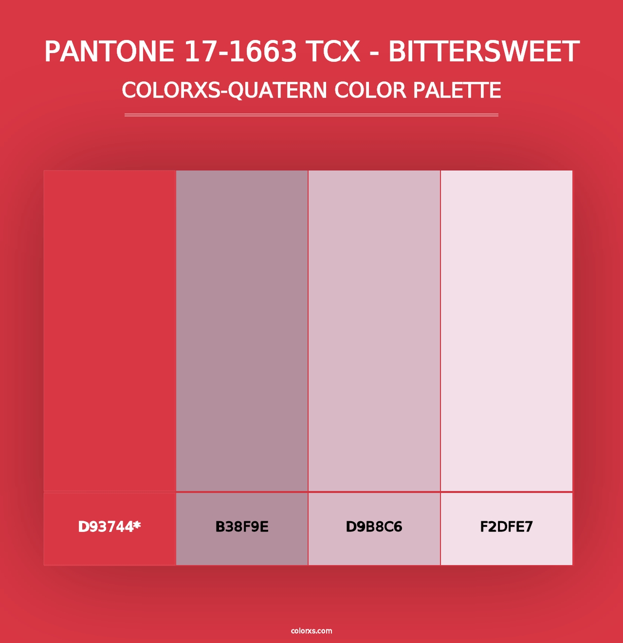 PANTONE 17-1663 TCX - Bittersweet - Colorxs Quad Palette