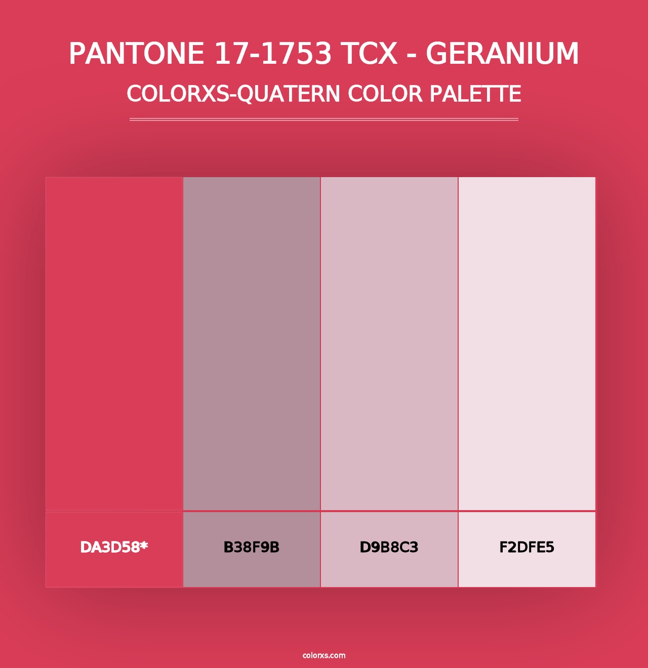 PANTONE 17-1753 TCX - Geranium - Colorxs Quad Palette