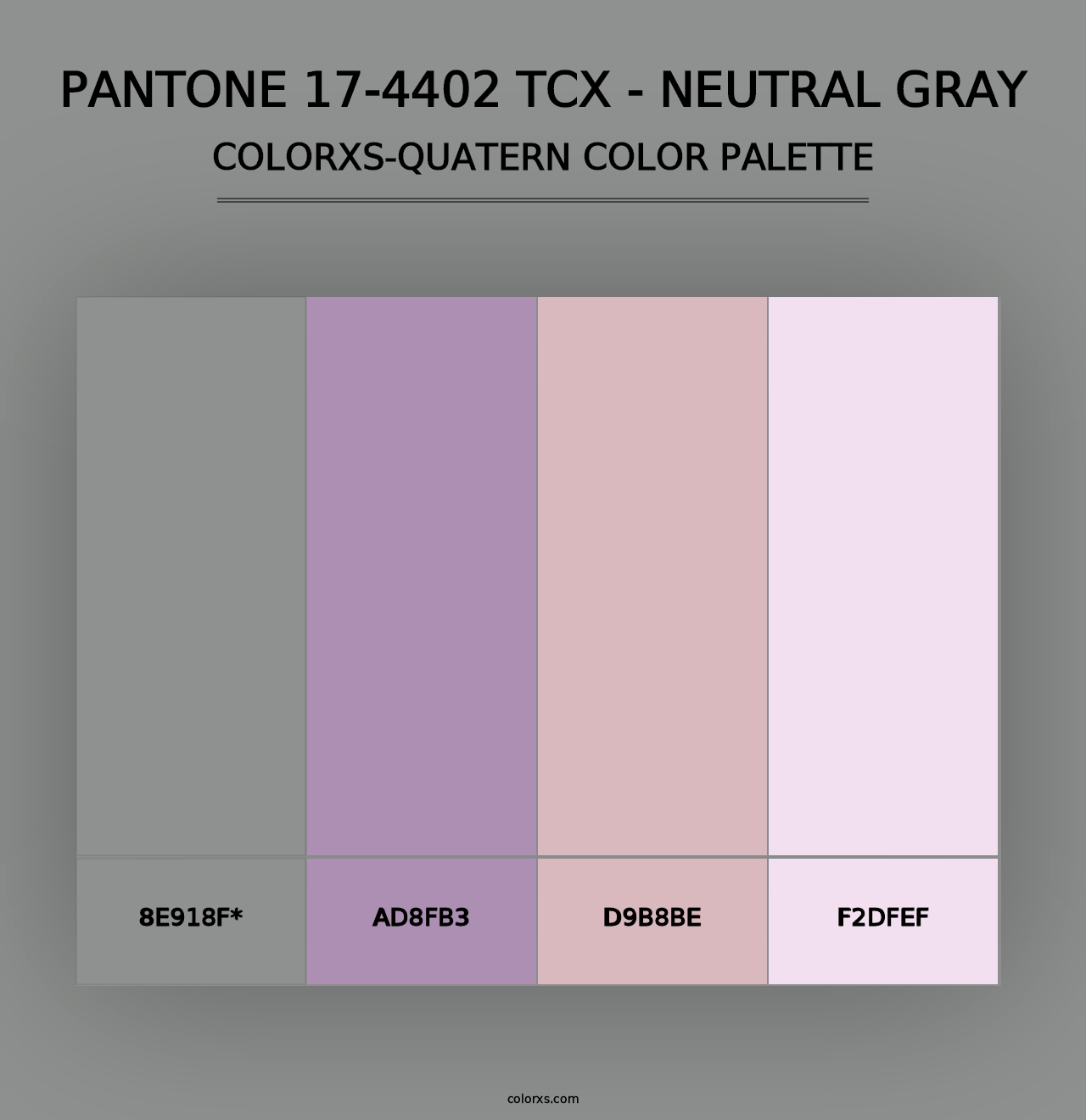 PANTONE 17-4402 TCX - Neutral Gray - Colorxs Quad Palette