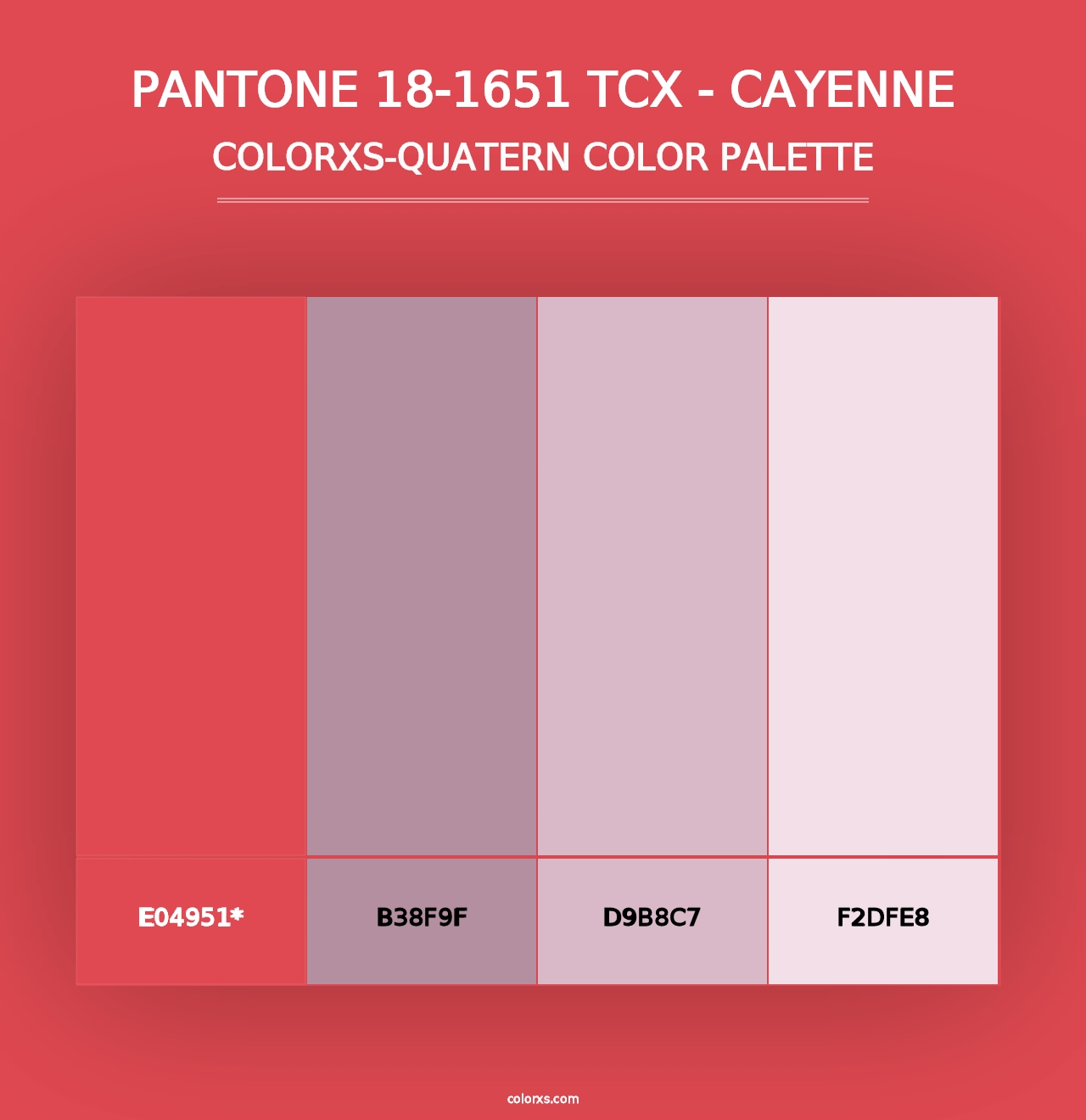 PANTONE 18-1651 TCX - Cayenne - Colorxs Quad Palette