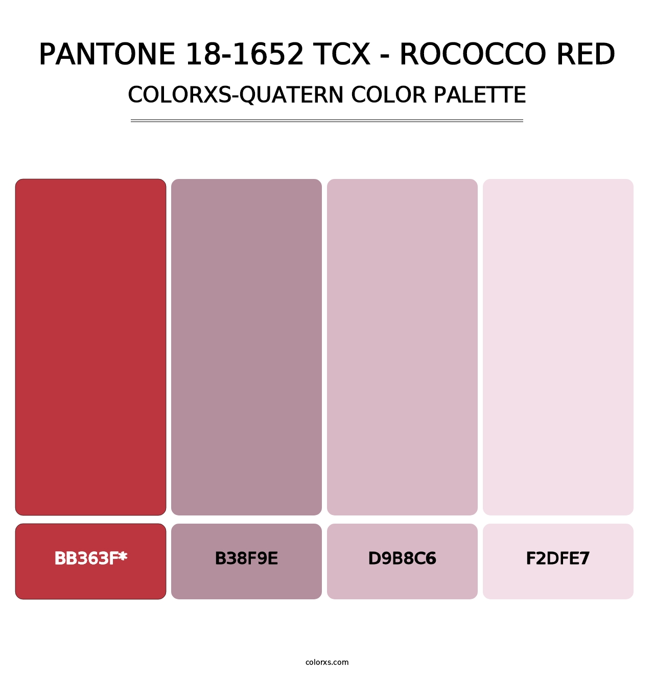 PANTONE 18-1652 TCX - Rococco Red - Colorxs Quad Palette