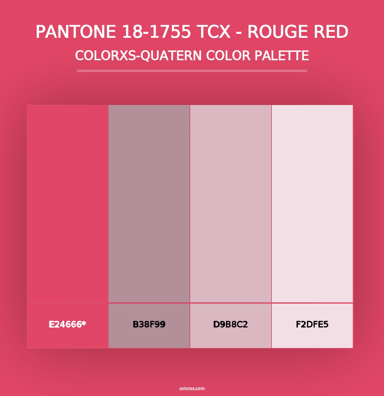 PANTONE 18-1755 TCX - Rouge Red - Colorxs Quad Palette