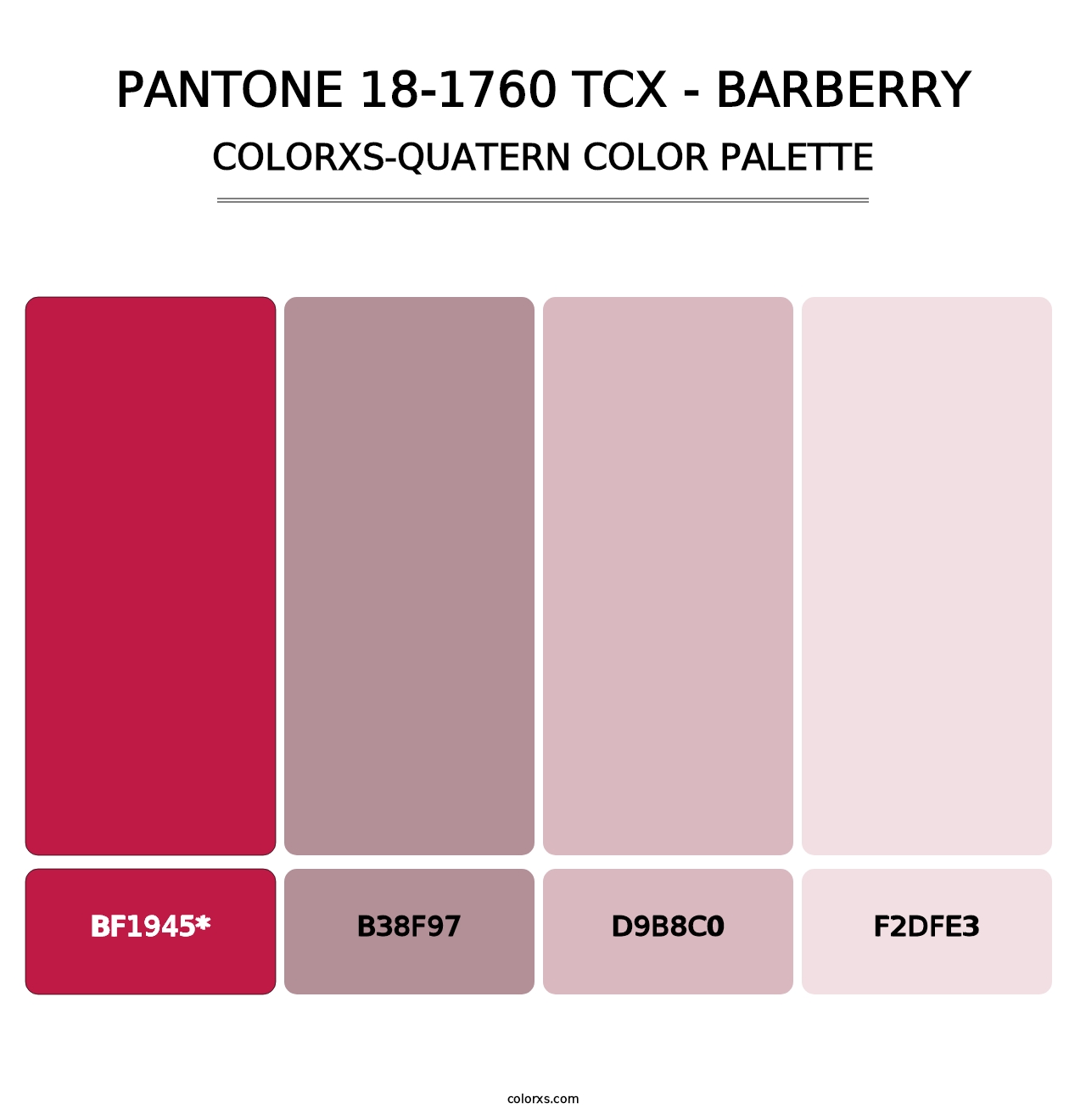 PANTONE 18-1760 TCX - Barberry - Colorxs Quad Palette