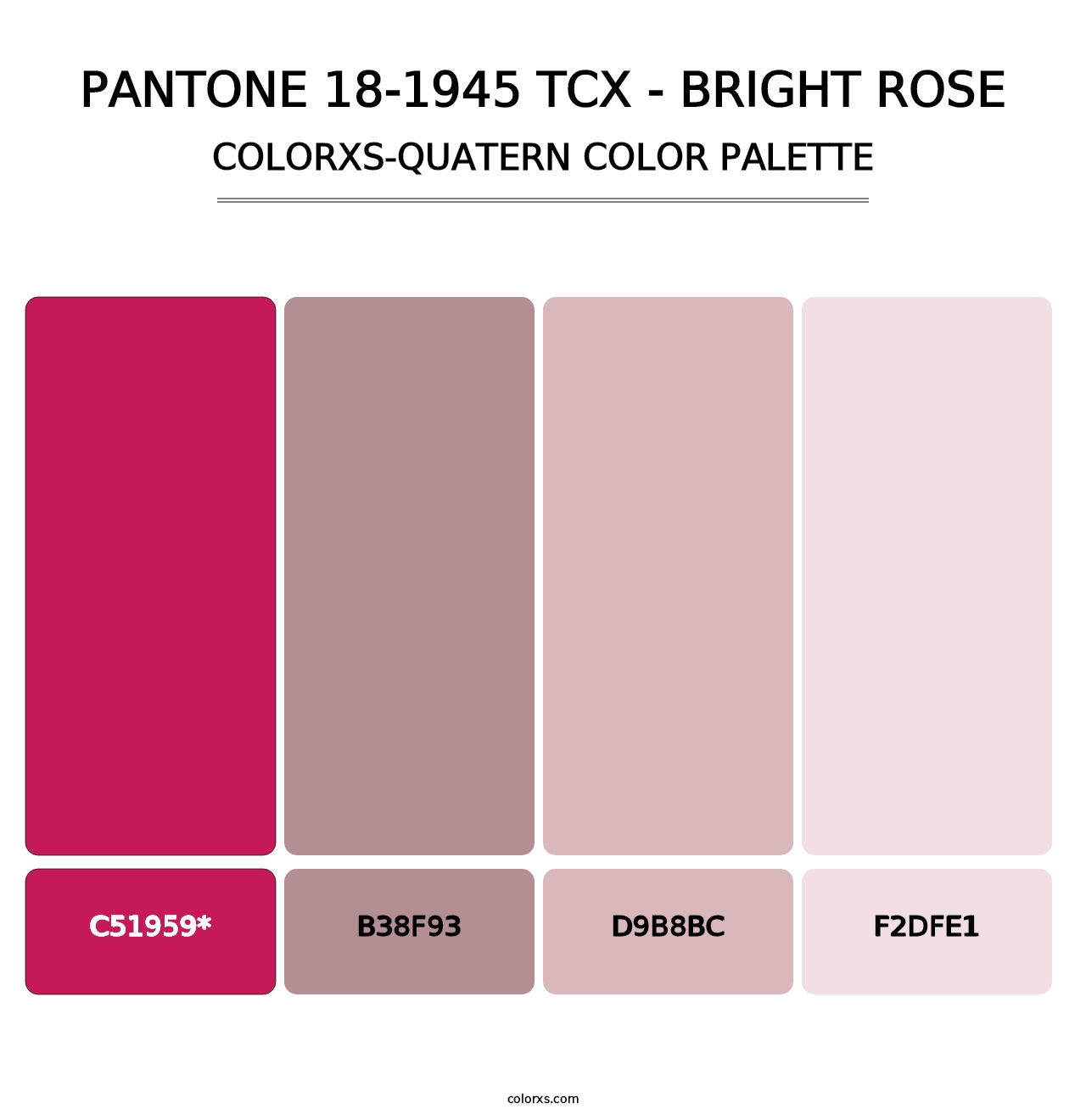 PANTONE 18-1945 TCX - Bright Rose - Colorxs Quad Palette